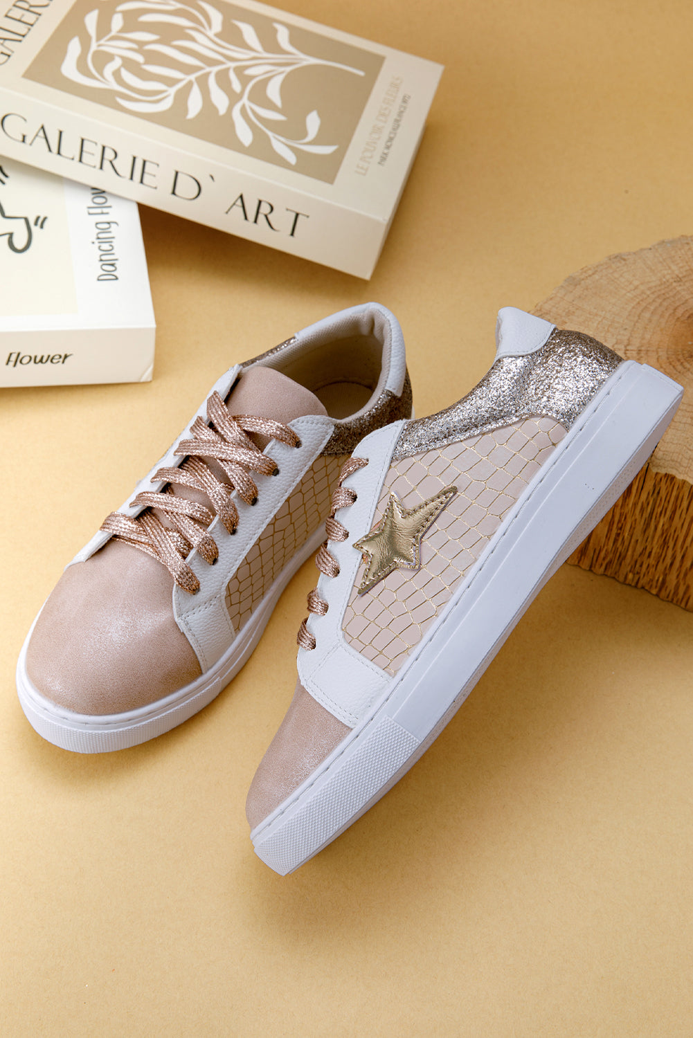 Galaxy Glimmer PU Leather Lace-up Sneakers