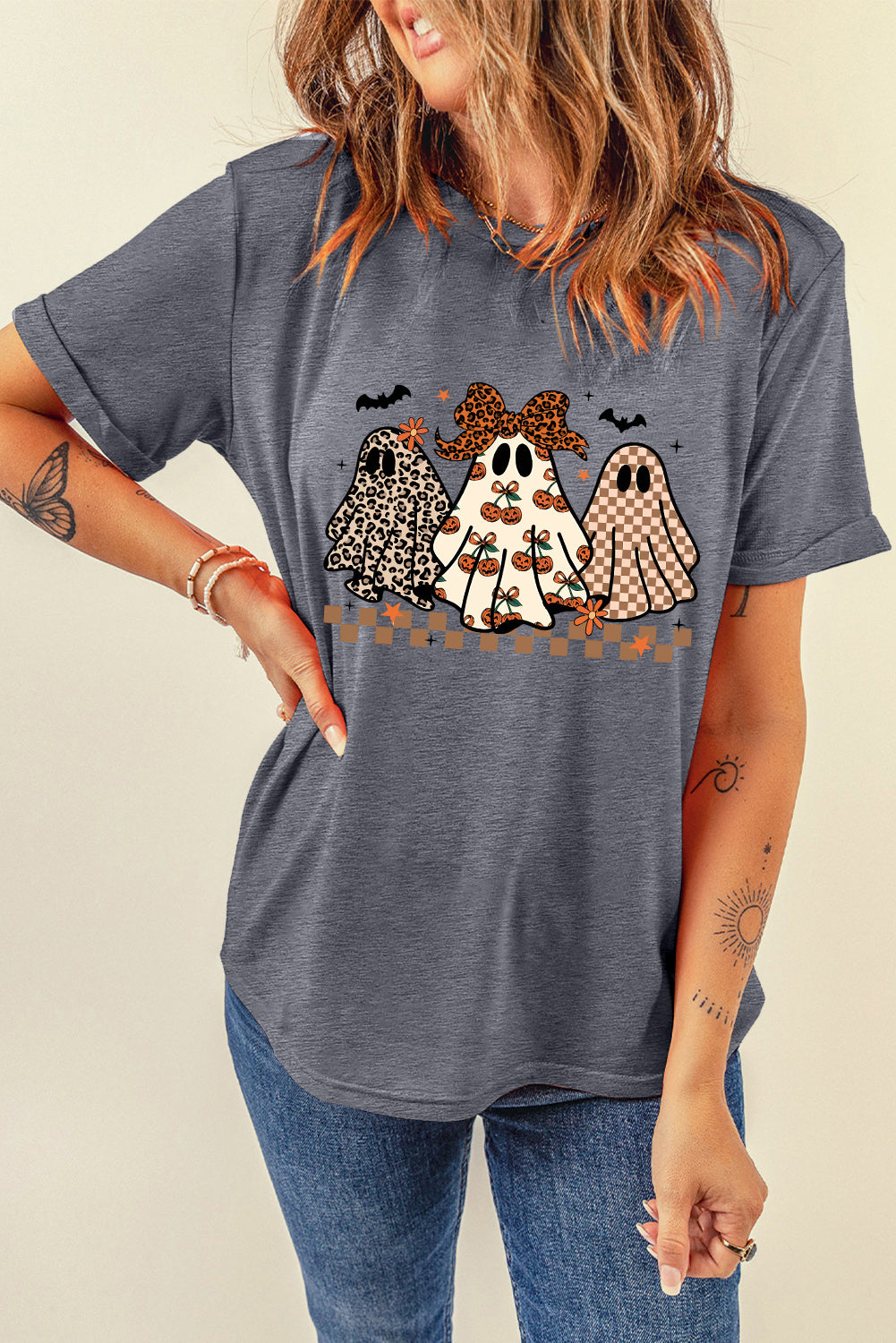 Ghostly Galaxy Gray Casual Tee-Shirt