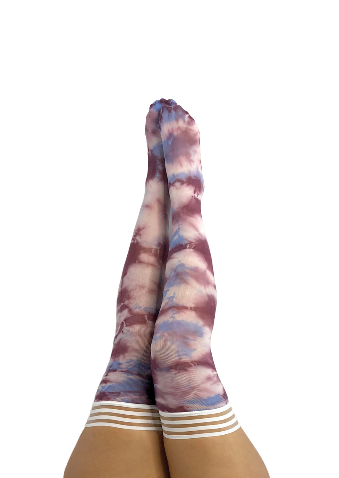 Kix'ies -- Madisen: Blue and Purple Tie Dye Thigh Highs. Petite to Plus Size