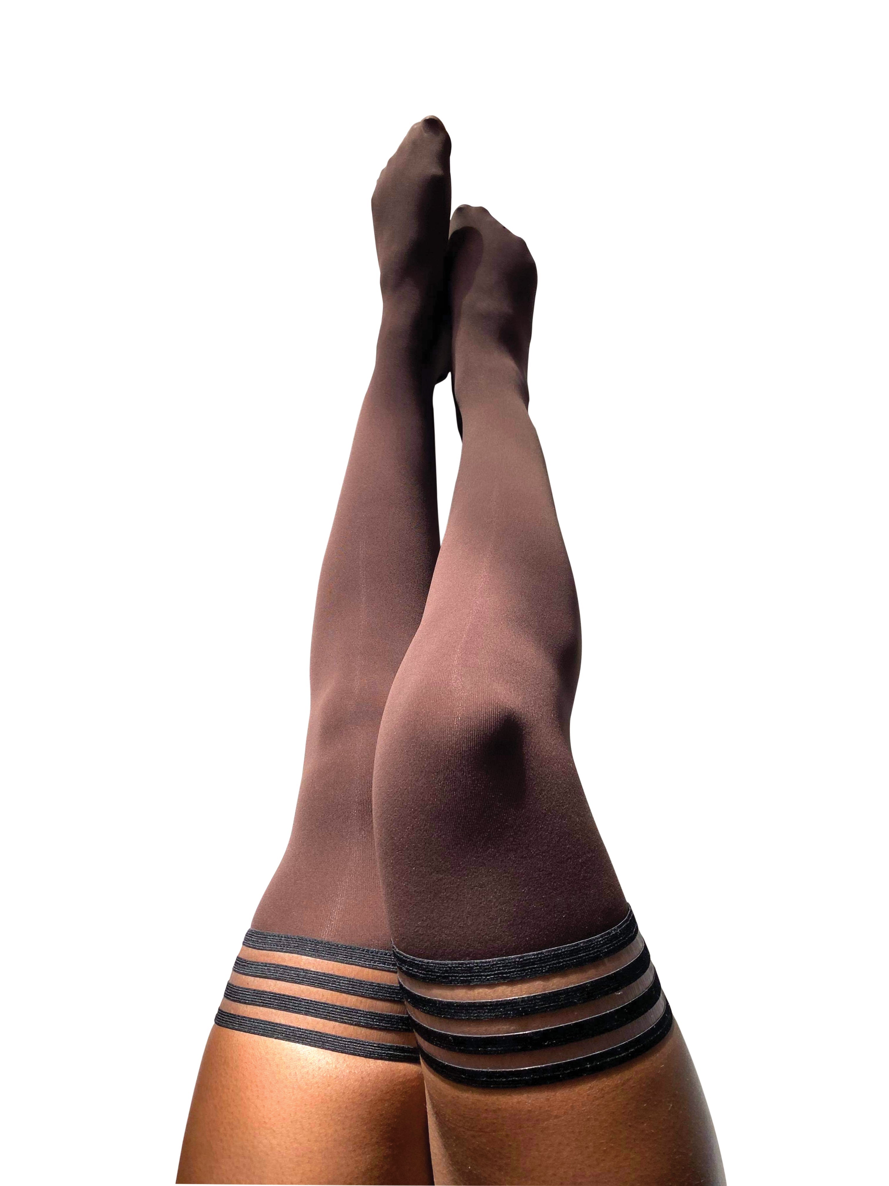 Kix'ies - Autumn: Chocolate Opaque Thigh-Highs. Petite to Plus Size
