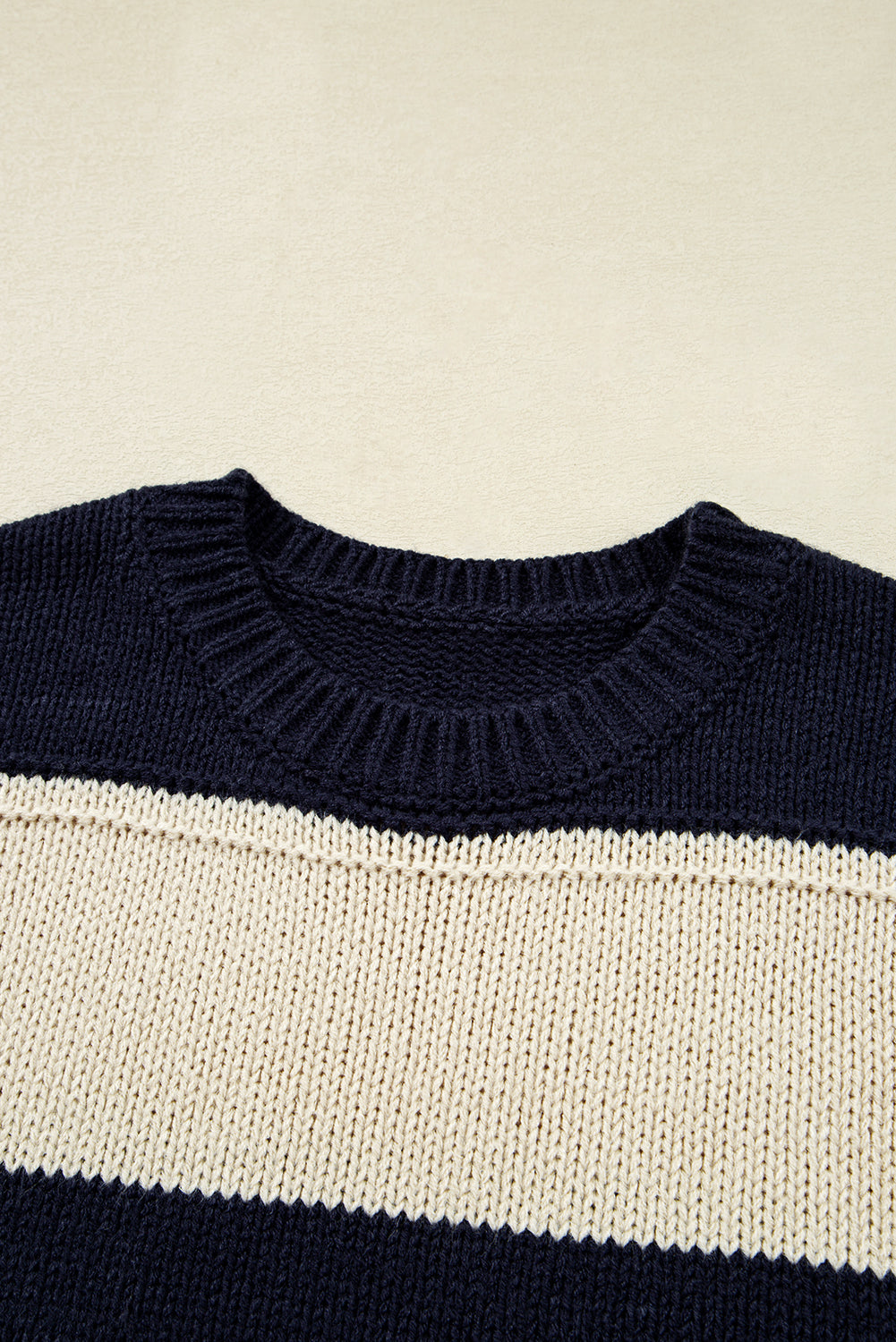 Starstruck Stripes Navy Plus Size Drop Shoulder Sweater