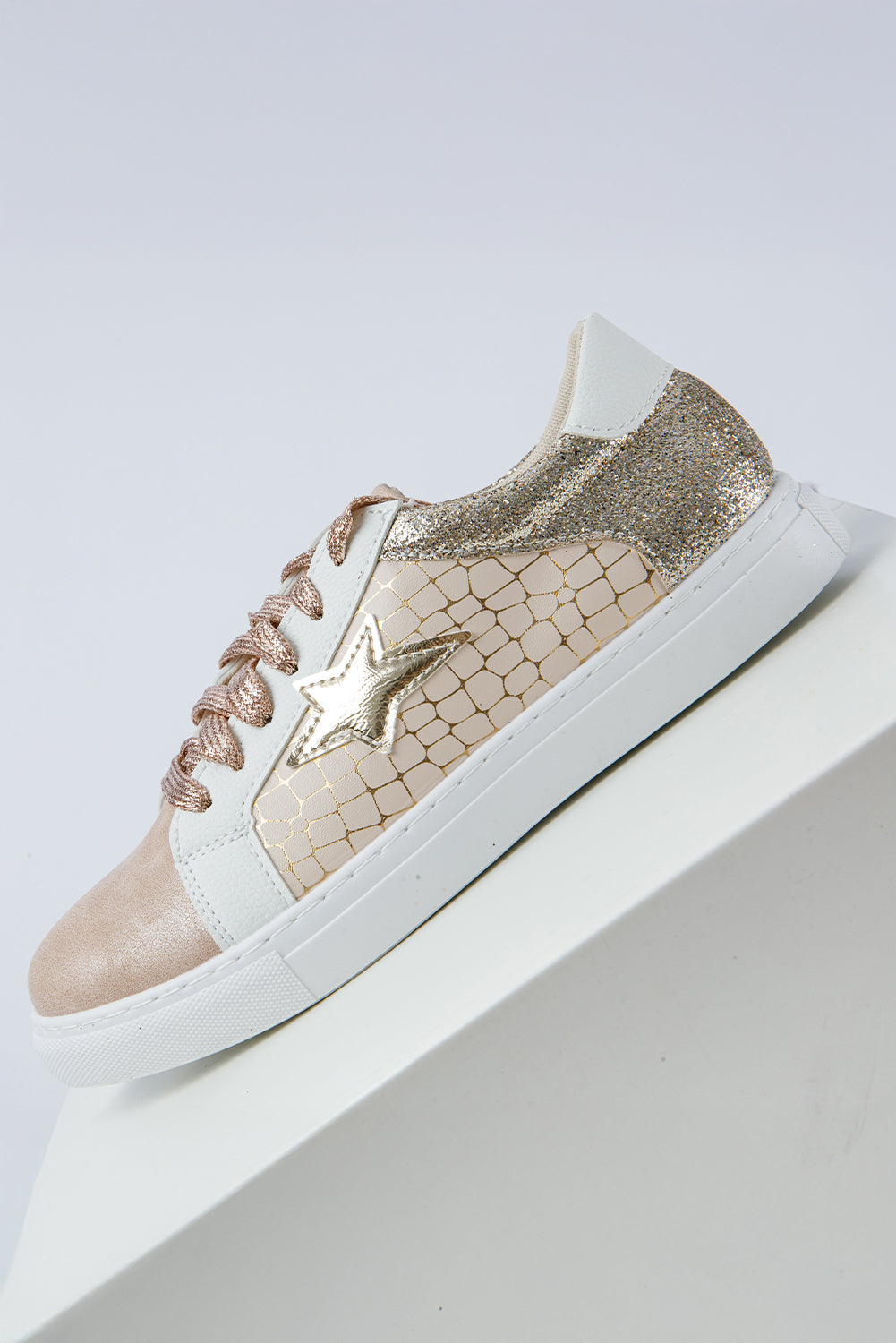 Galaxy Glimmer PU Leather Lace-up Sneakers