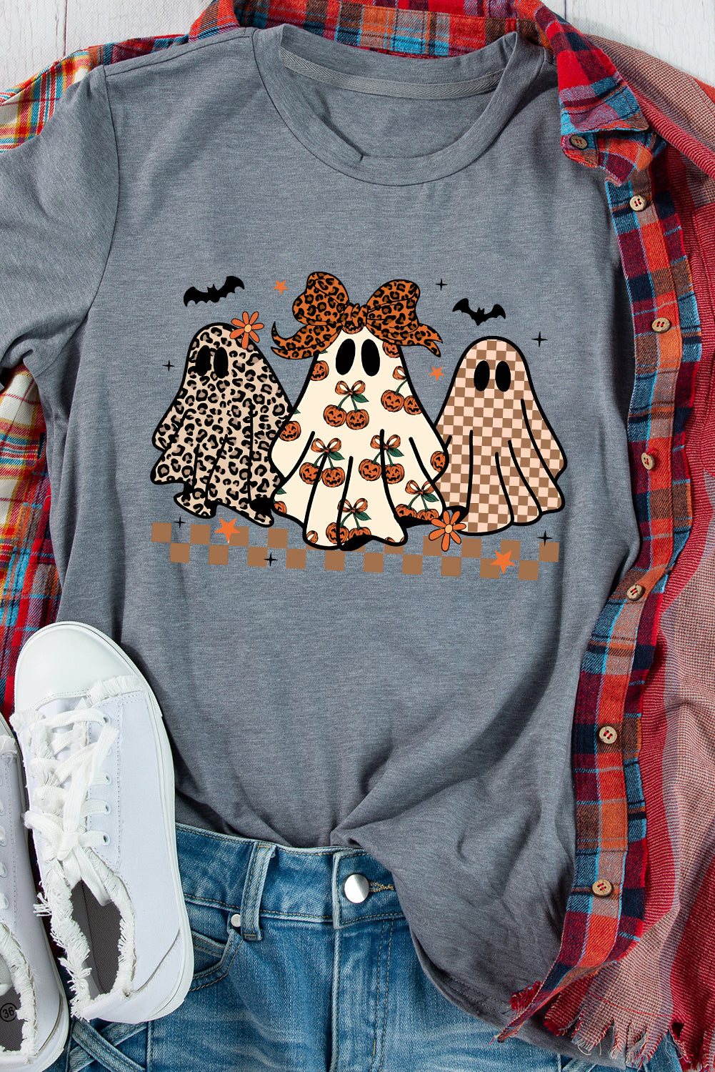 Ghostly Galaxy Gray Casual Tee-Shirt