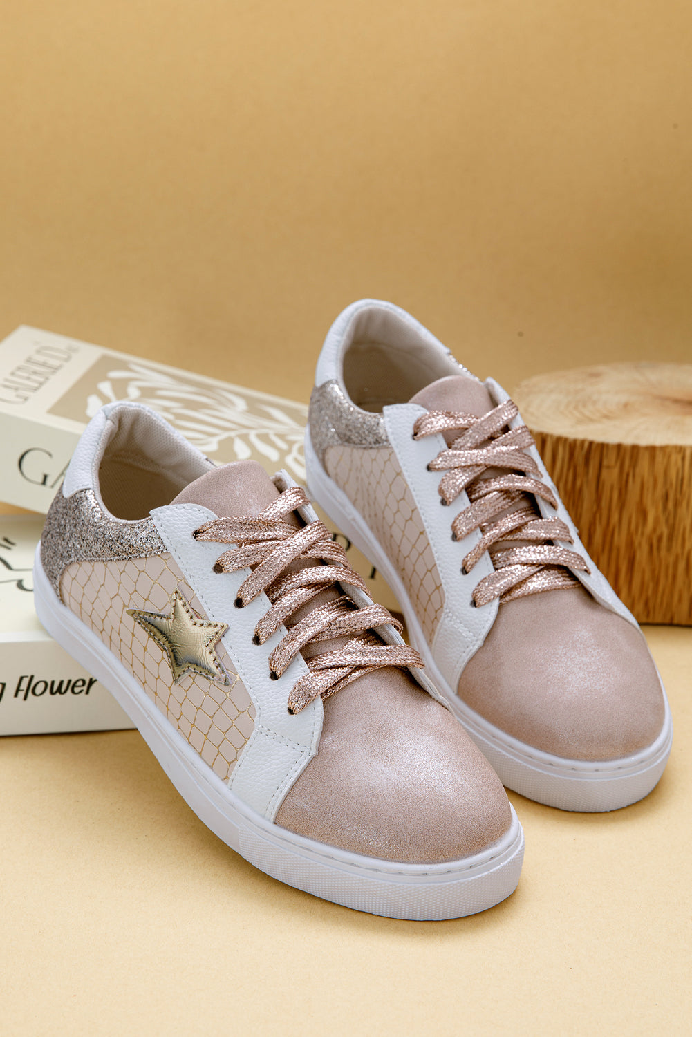 Galaxy Glimmer PU Leather Lace-up Sneakers