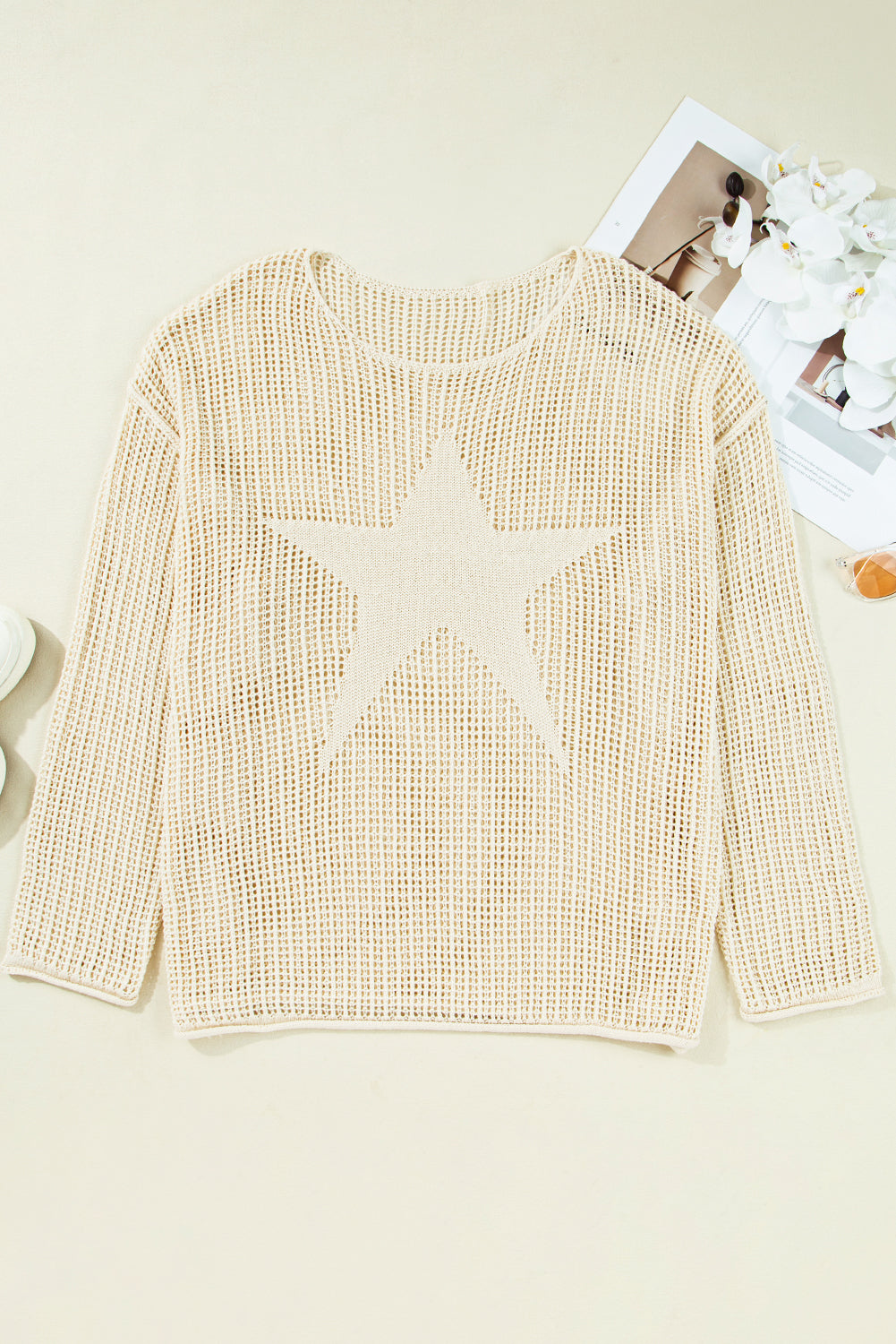Nebula Nights Loose Knit Star Pattern Plus Size Sweater