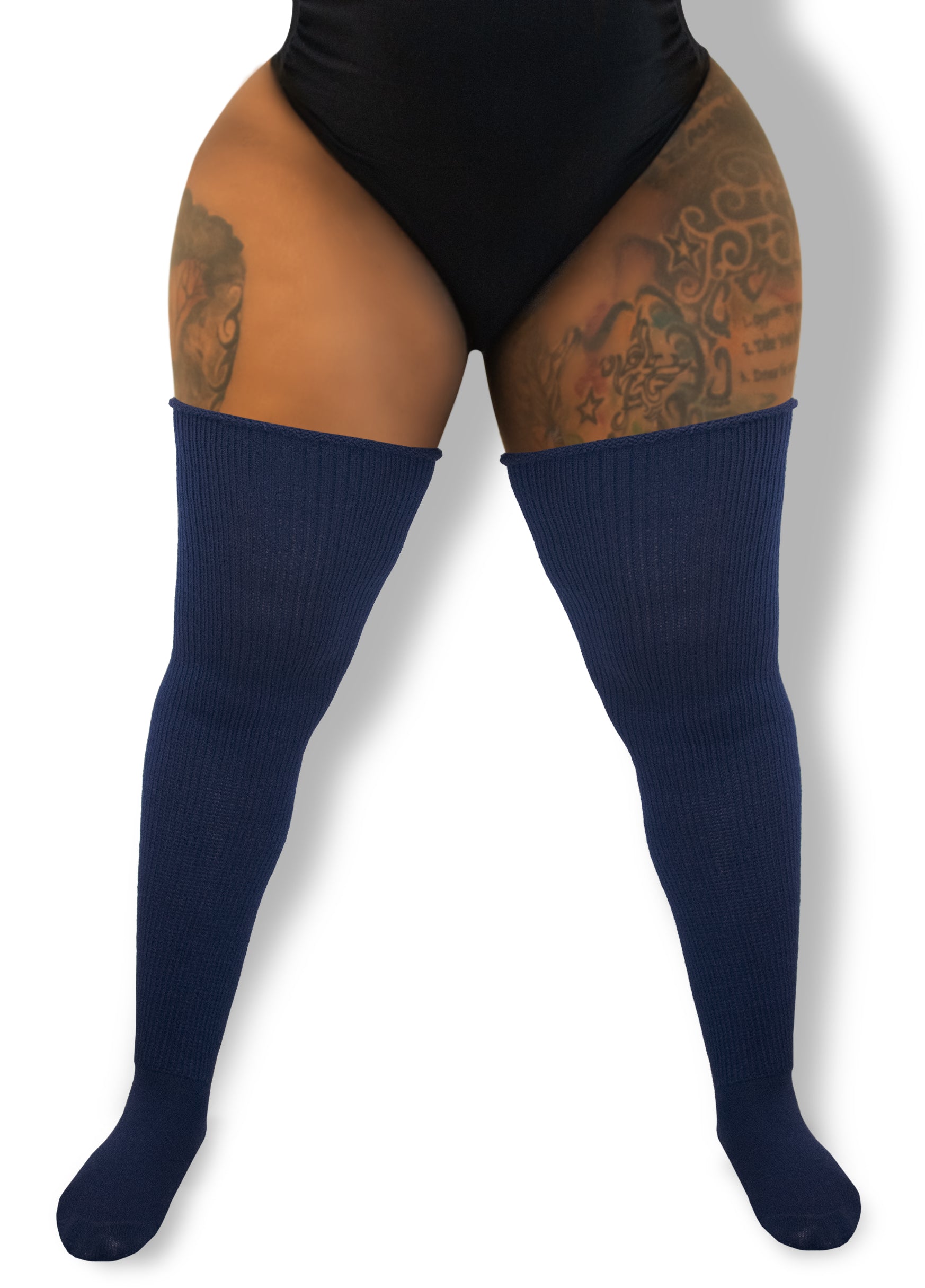 Thick Thigh Tribe - Navy Nirvana plus size Thigh High socks
