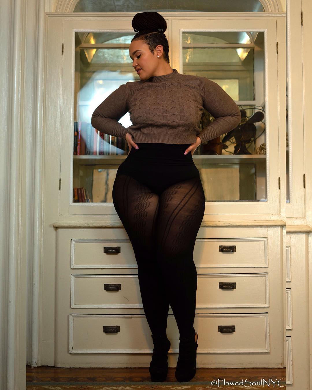 THASSCRUSH Love Lock Down Black Tights