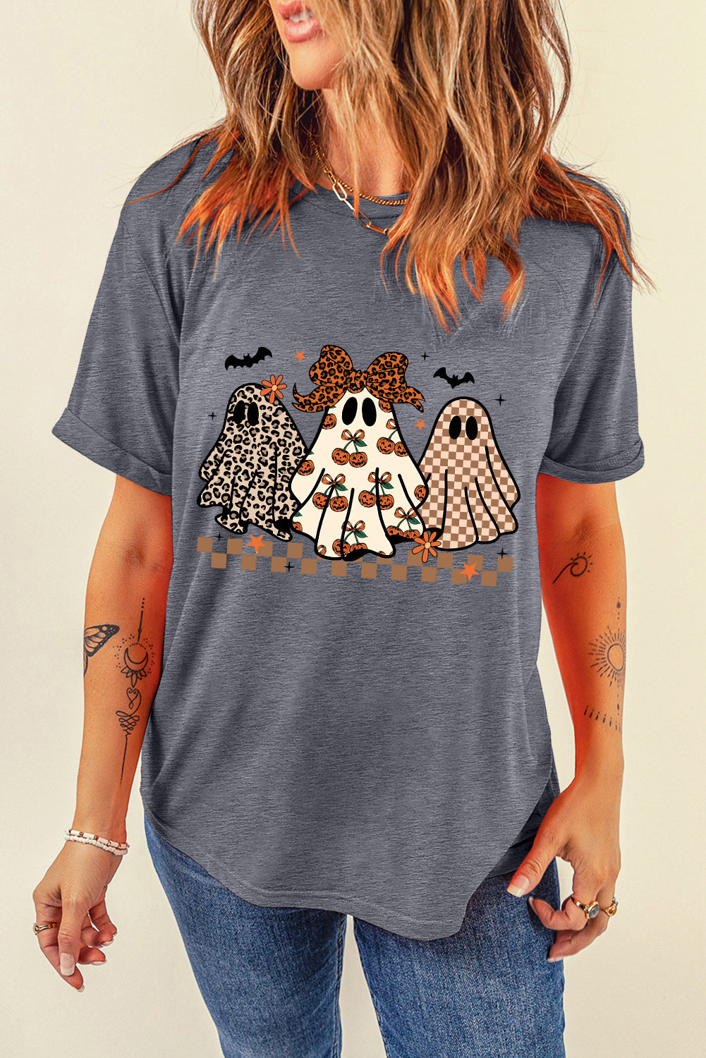 Ghostly Galaxy Gray Casual Tee-Shirt