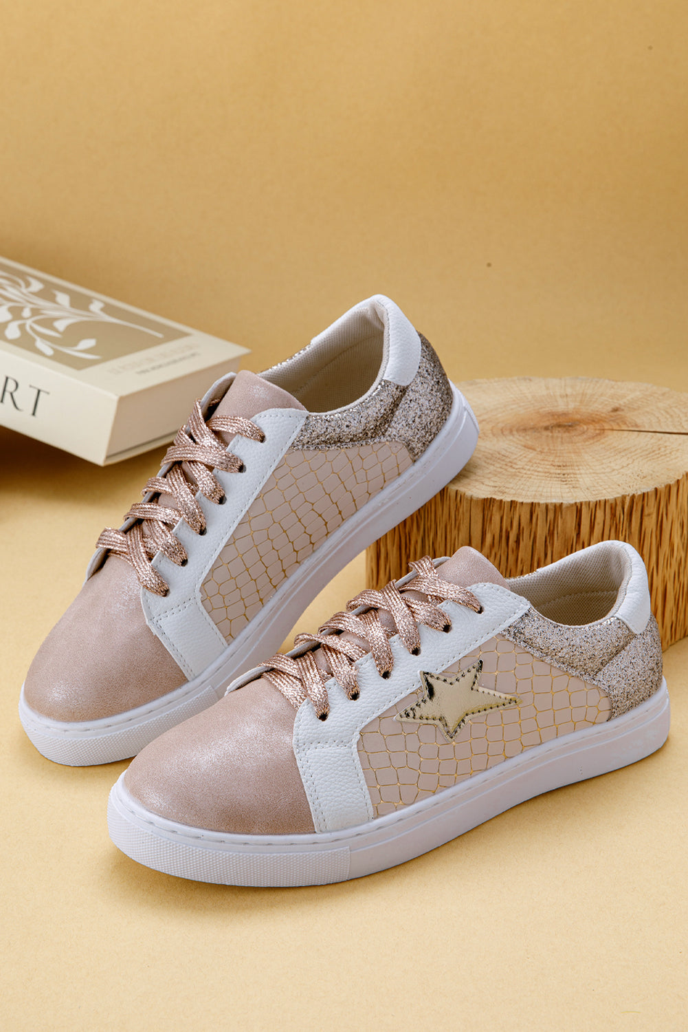 Galaxy Glimmer PU Leather Lace-up Sneakers