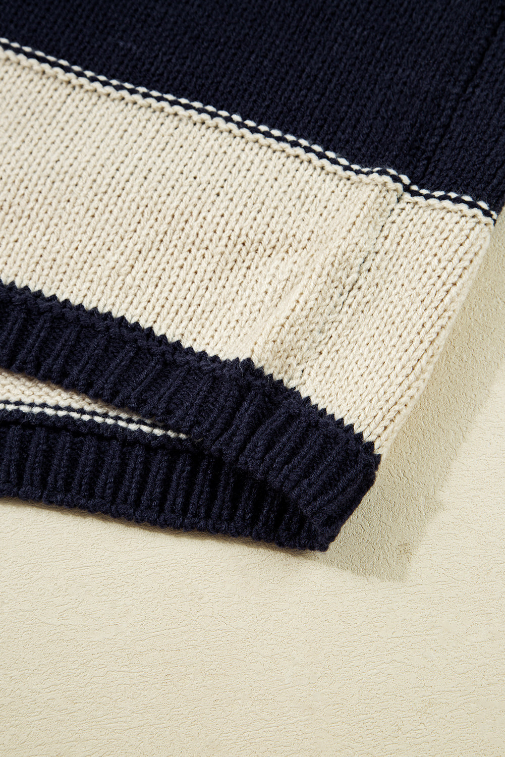 Starstruck Stripes Navy Plus Size Drop Shoulder Sweater