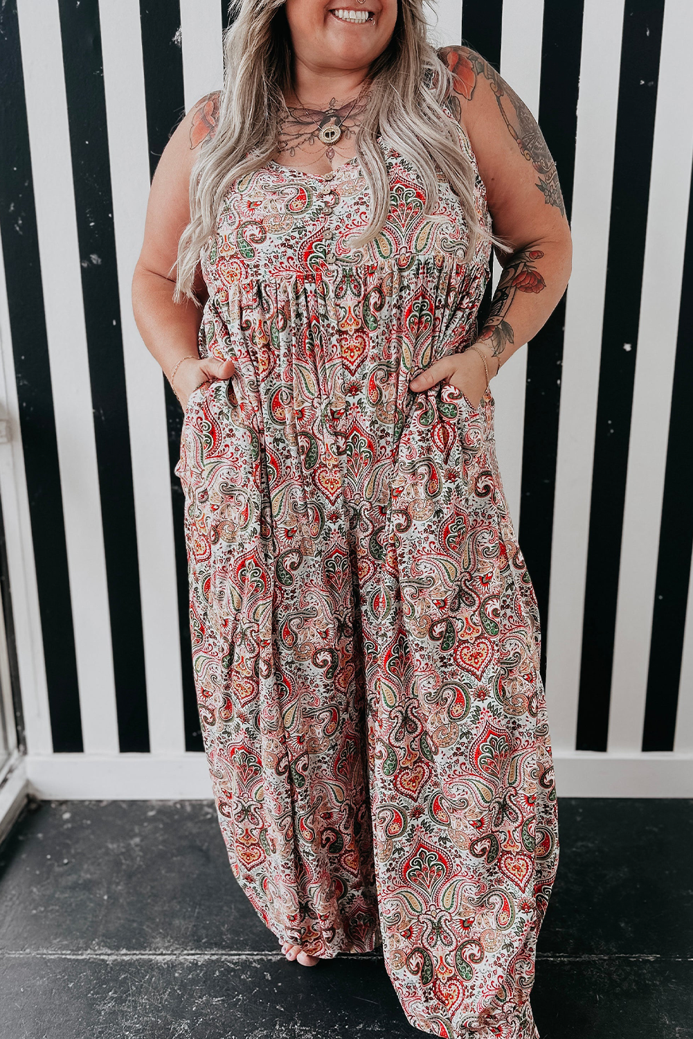 Stellar Paisley Plus Size Jogger Jumpsuit
