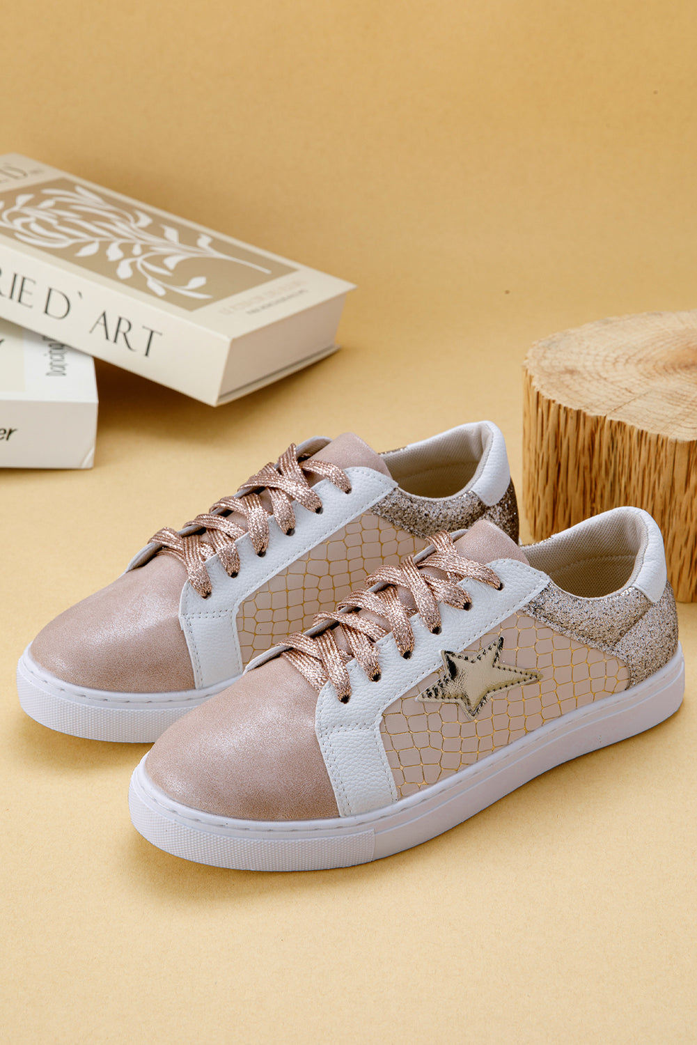 Galaxy Glimmer PU Leather Lace-up Sneakers