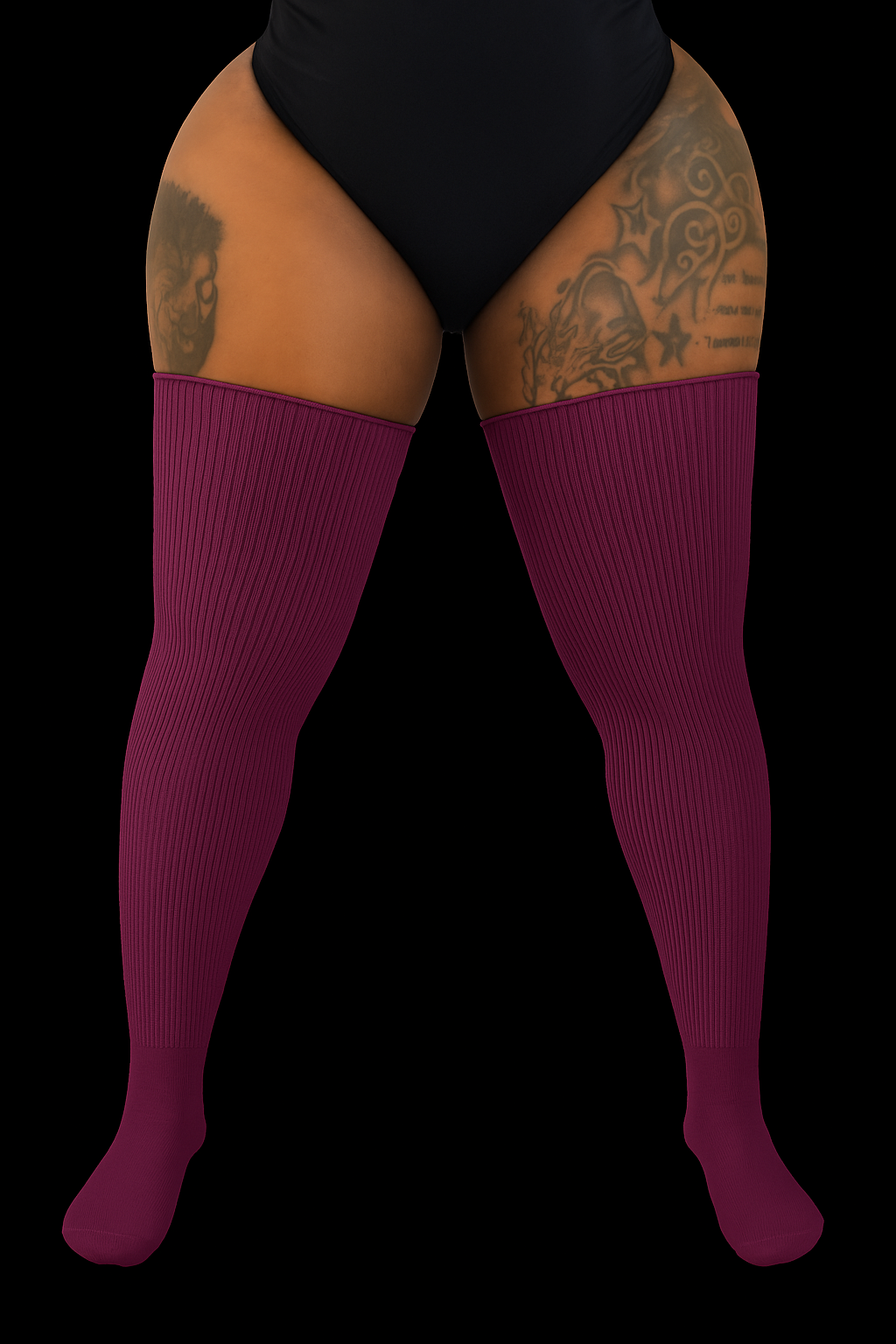 THICK THIGH TRIBE -- Plum Solid Plus Size Thigh High Socks