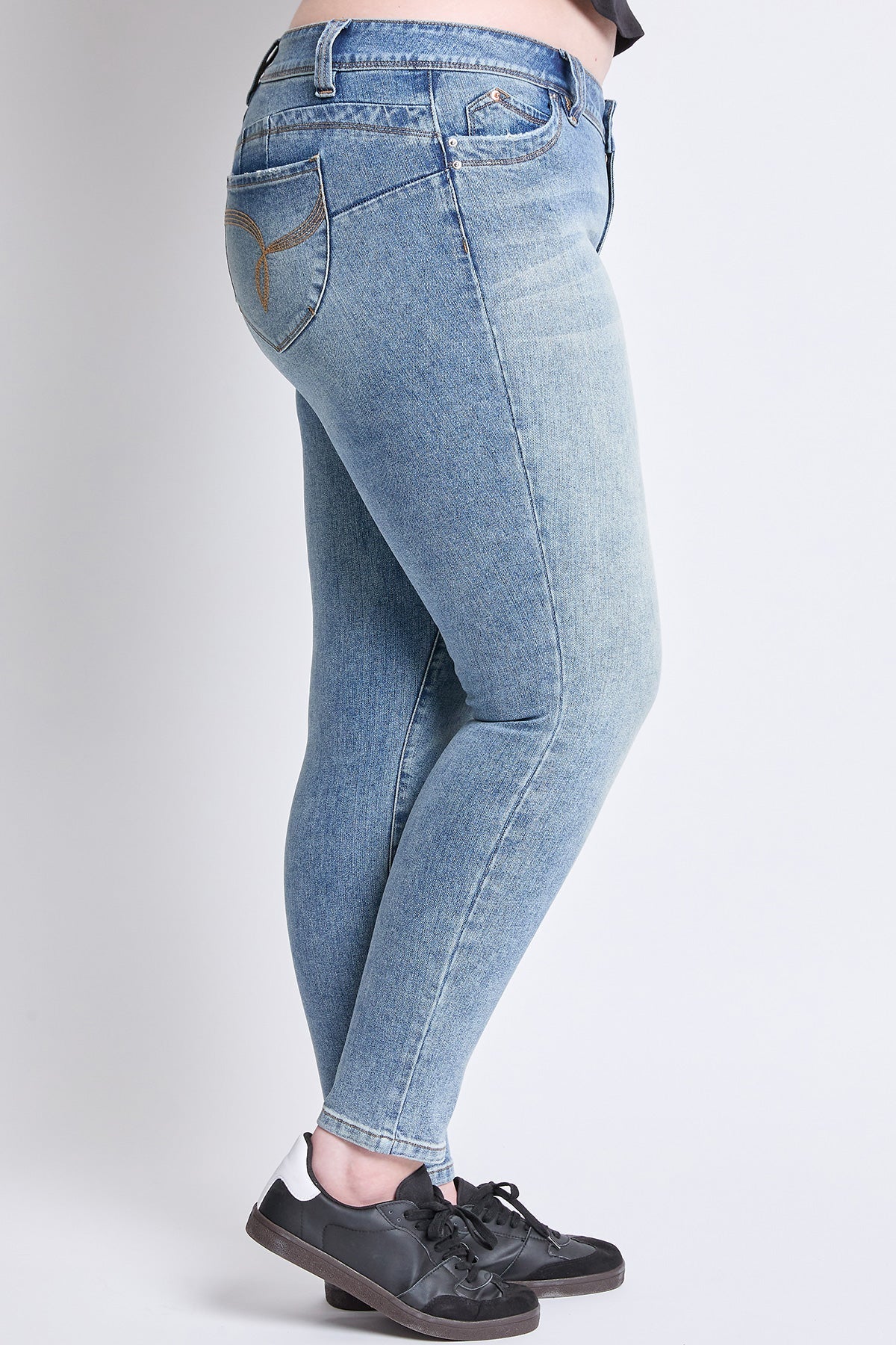 YMI Jeans WannaBettaButt Mid Rise Plus Size Embroidered Skinny Jean
