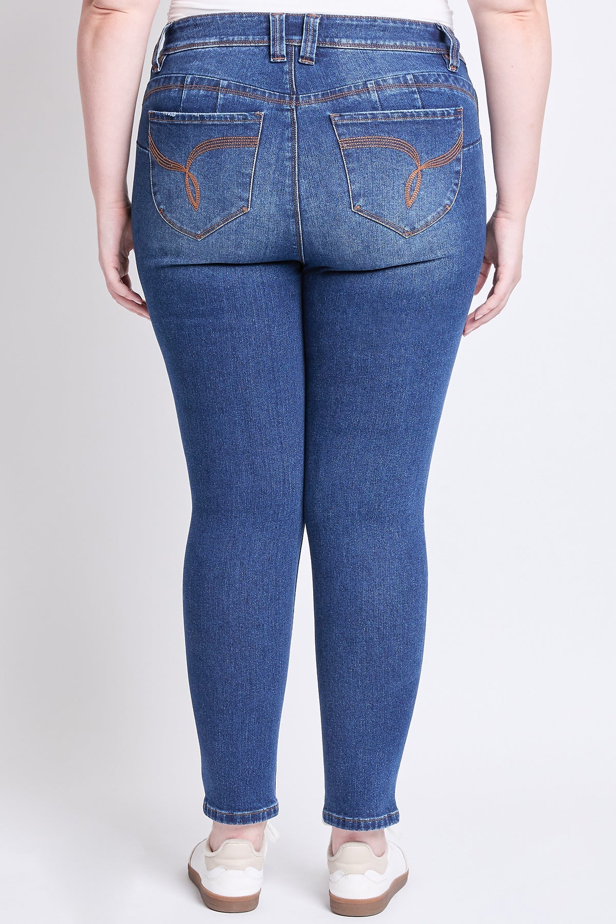 YMI Jeans WannaBettaButt Mid Rise Plus Size Embroidered Skinny Jean