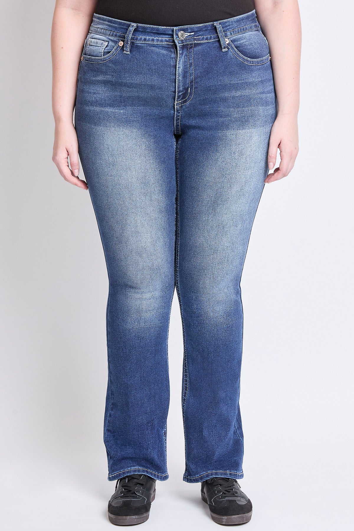 YMI Jeans Women's Plus Mid Rise Premium Stitch Bootcut Jeans