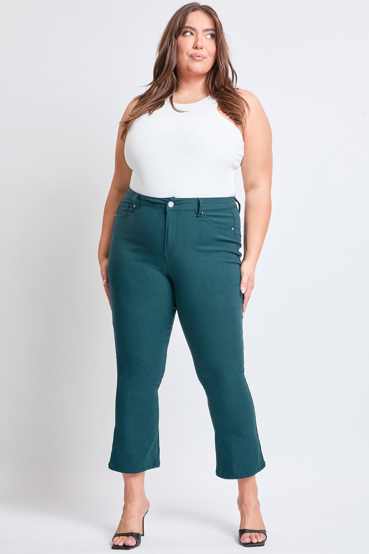 YMI Jeans Women's Plus Hyperstretch Cropped Kick Flare Pants