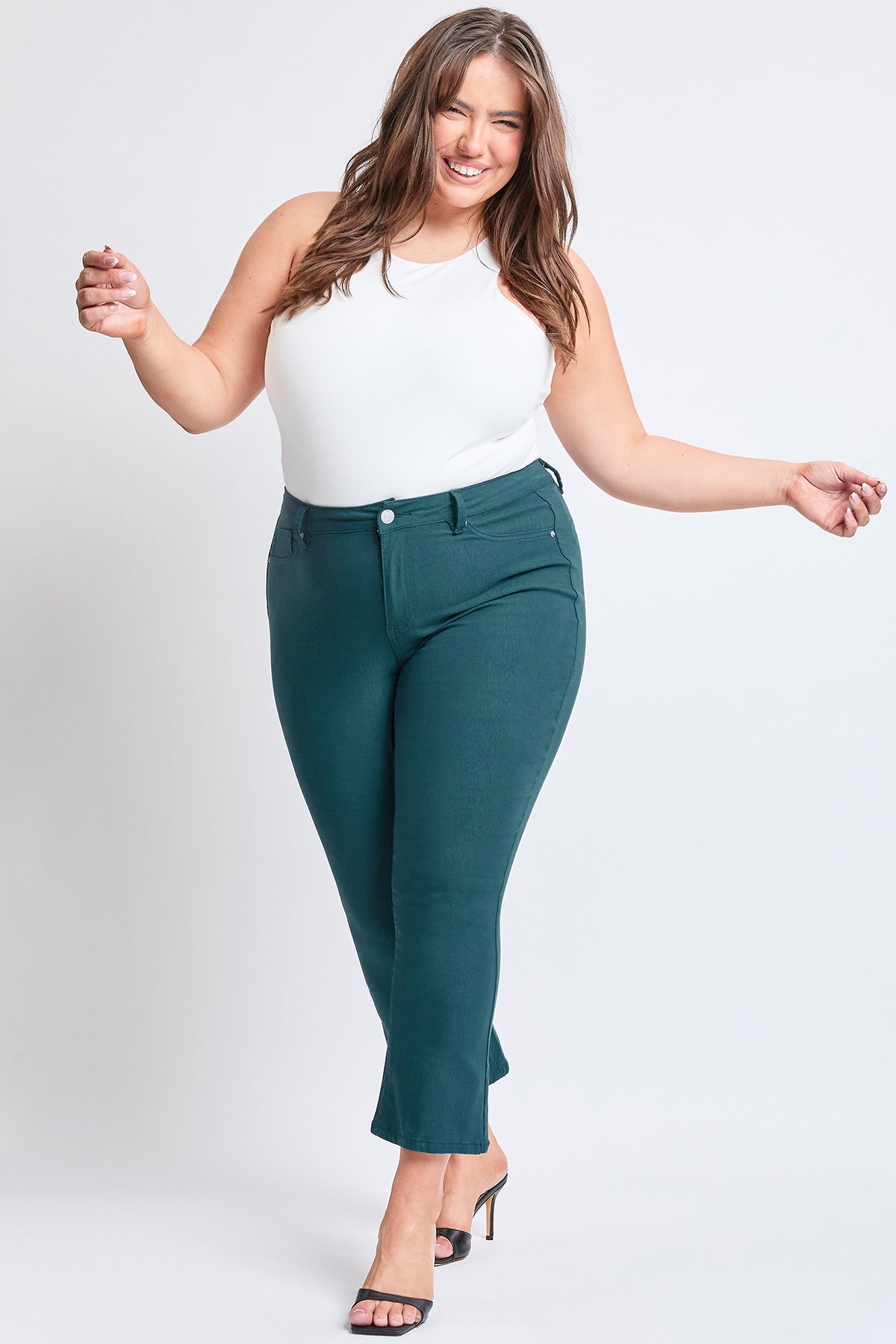 YMI Jeans Women's Plus Hyperstretch Cropped Kick Flare Pants