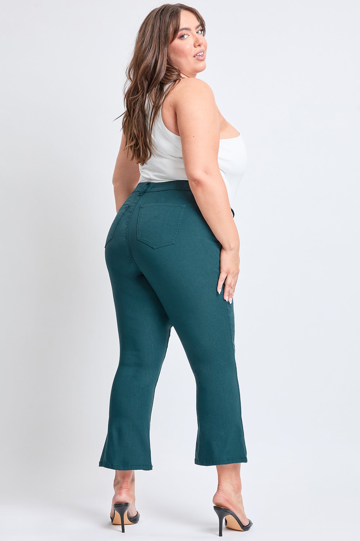 YMI Jeans Women's Plus Hyperstretch Cropped Kick Flare Pants