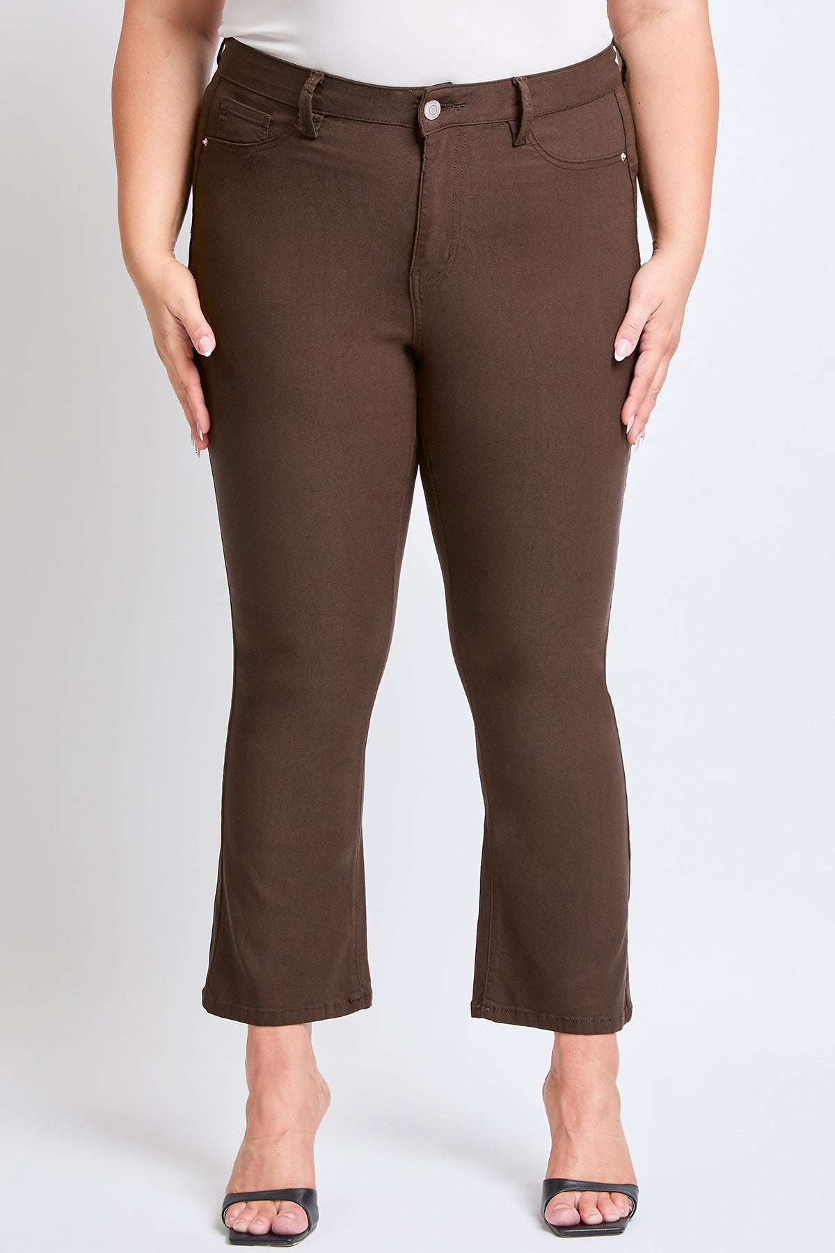 YMI Jeans Women's Plus Hyperstretch Cropped Kick Flare Pants