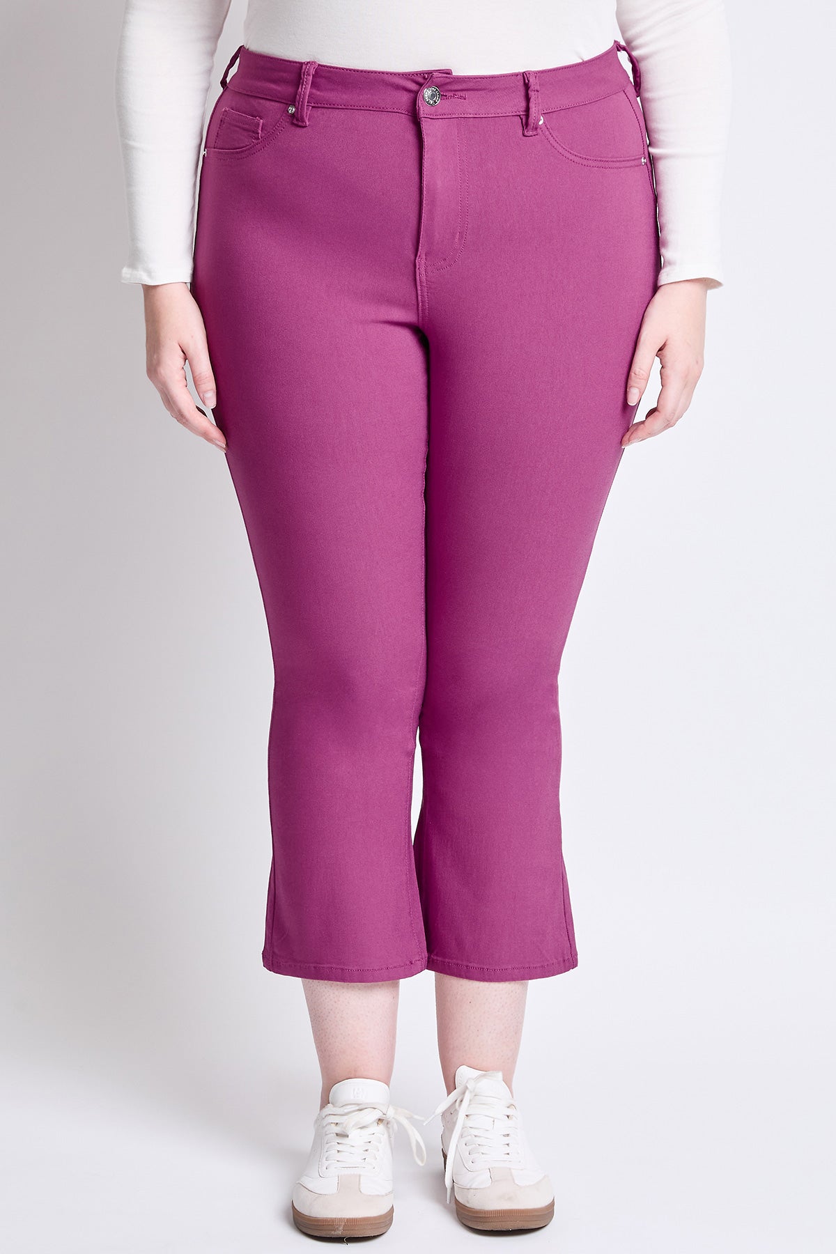 YMI Jeans Women's Plus Hyperstretch Cropped Kick Flare Pants
