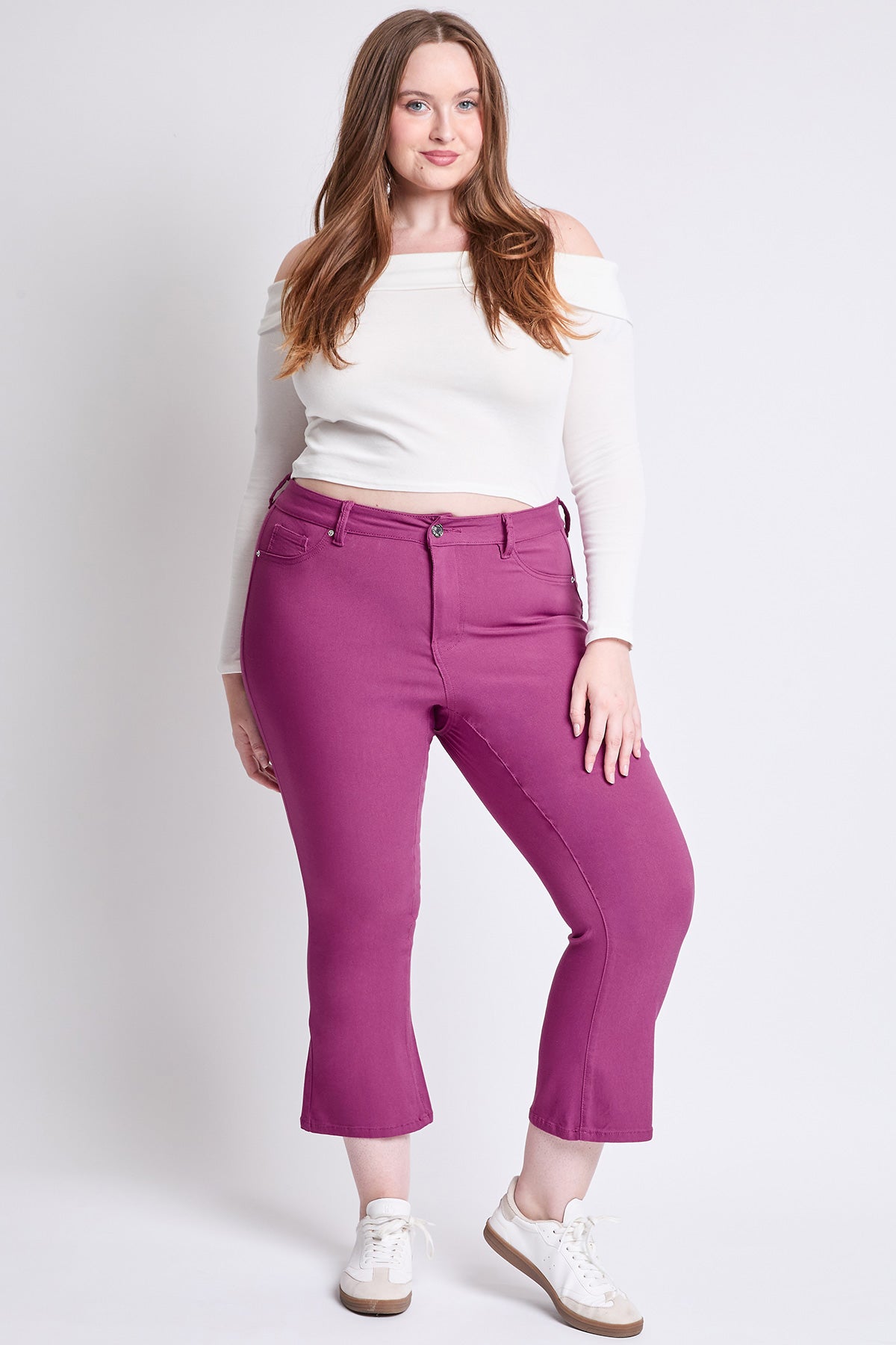 YMI Jeans Women's Plus Hyperstretch Cropped Kick Flare Pants