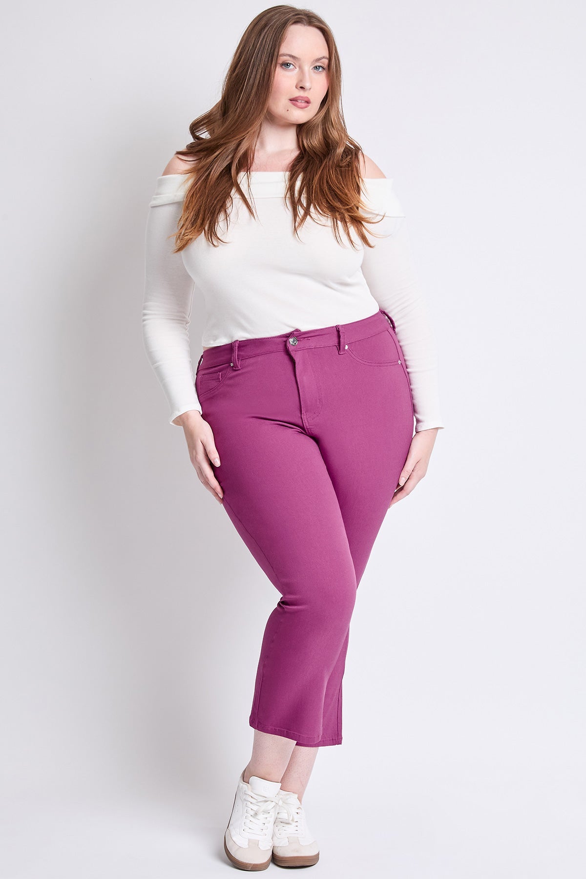 YMI Jeans Women's Plus Hyperstretch Cropped Kick Flare Pants