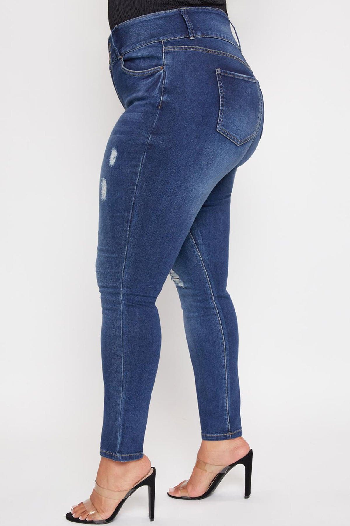 YMI Jeans Women's Plus Essential  3 button Skinny Jeans