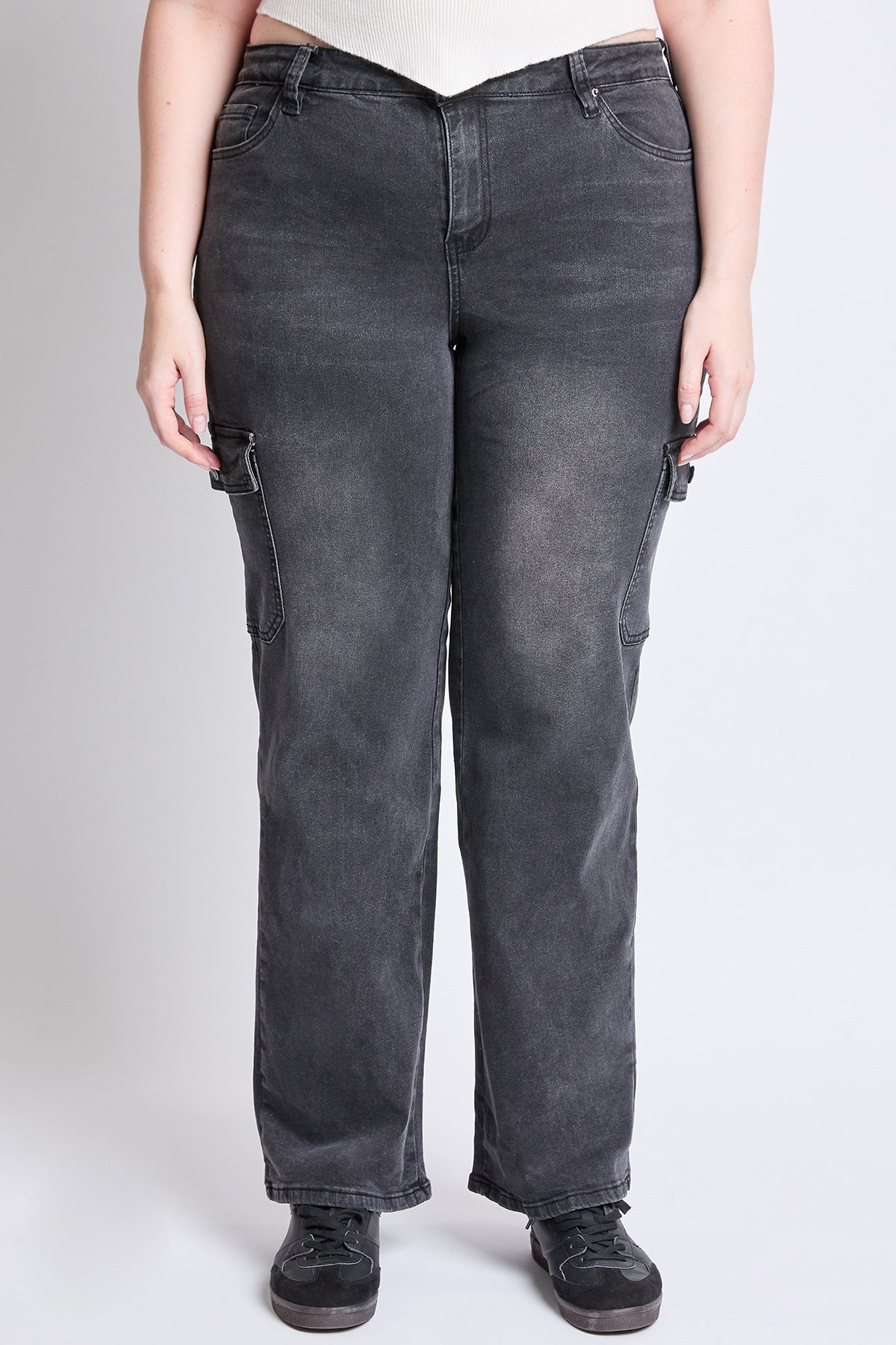 YMI Jeans  Women's Plus High Rise Wide Leg Skater Cargo Jeans