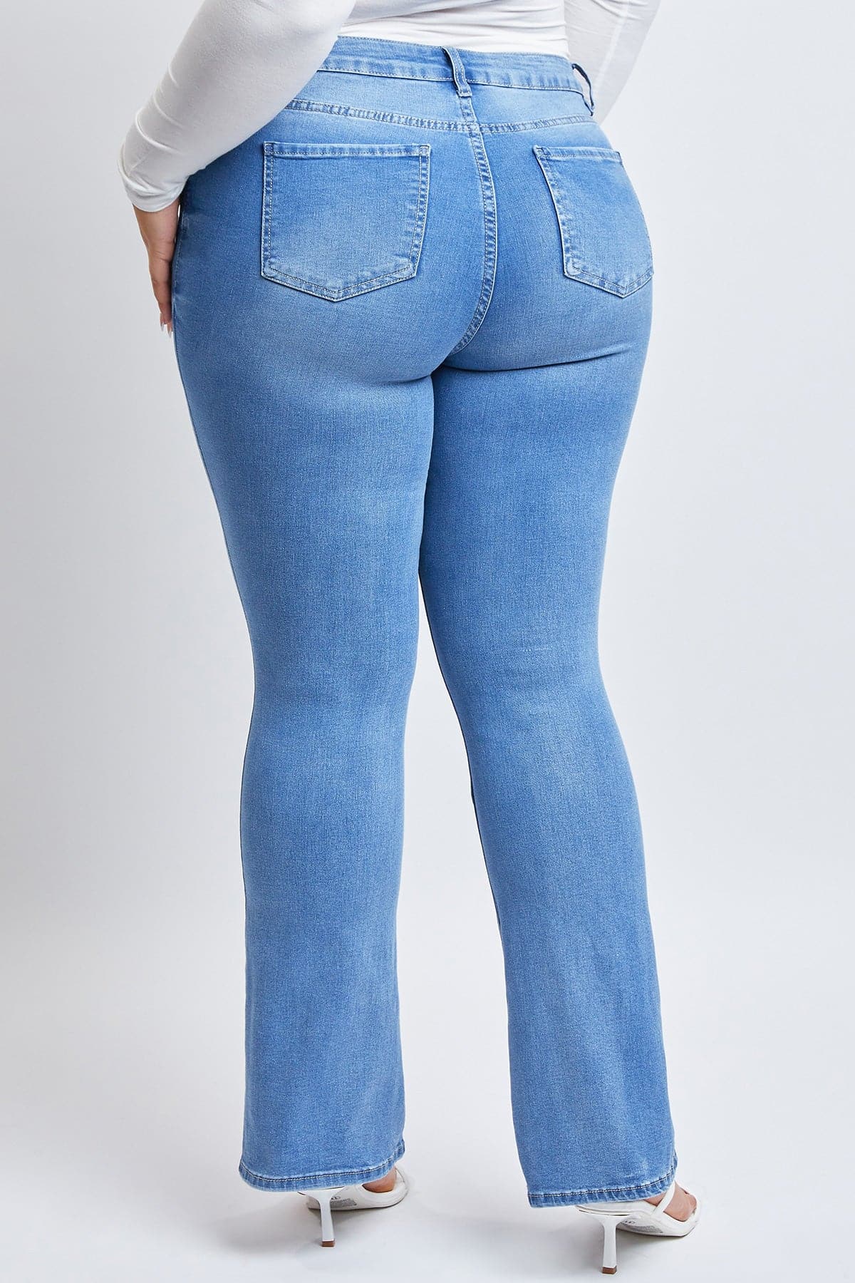 YMI Women's Plus Size Basic Destructed Flare Jeans