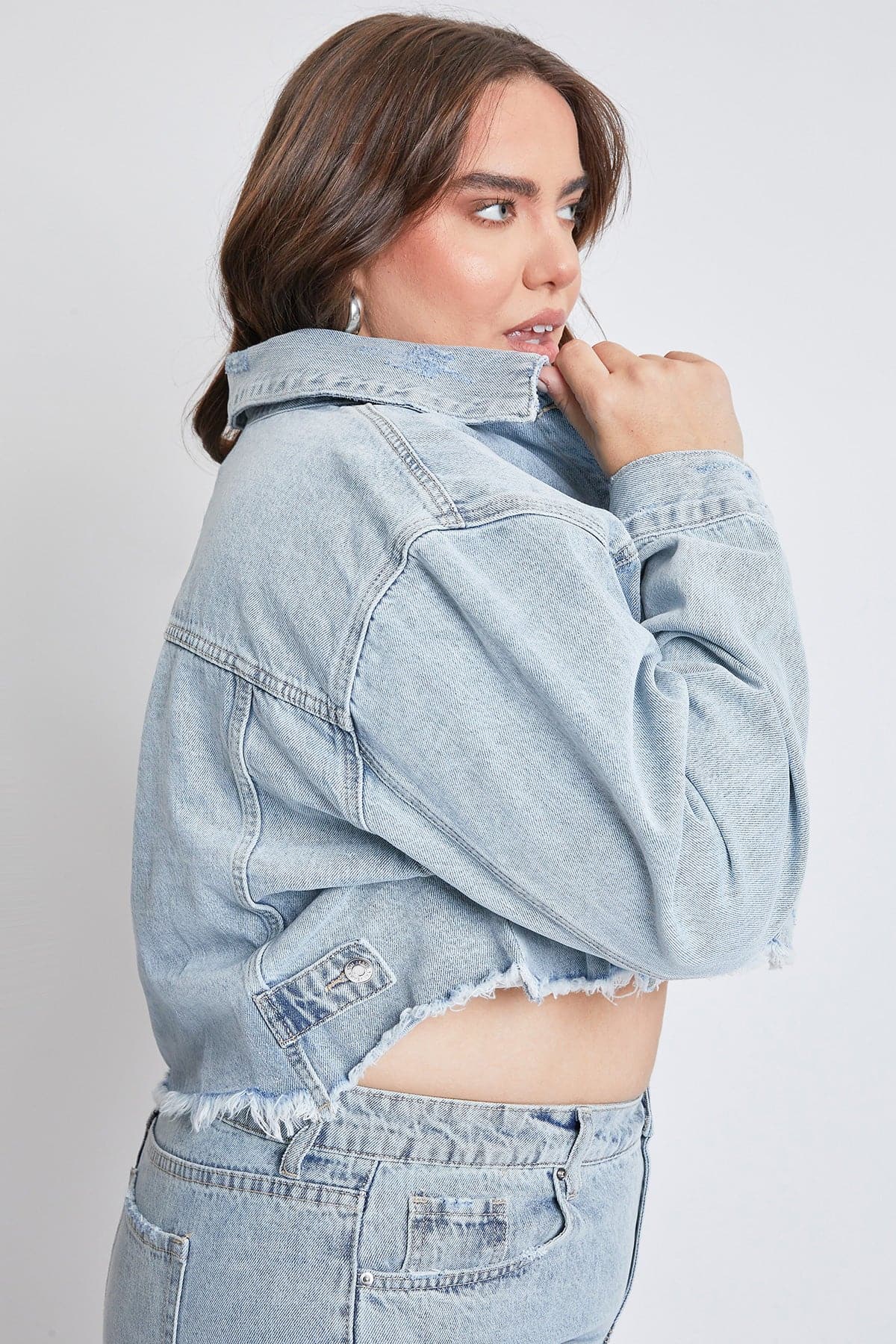 YMI Jeans Women's Plus Cropped Denim Jacket