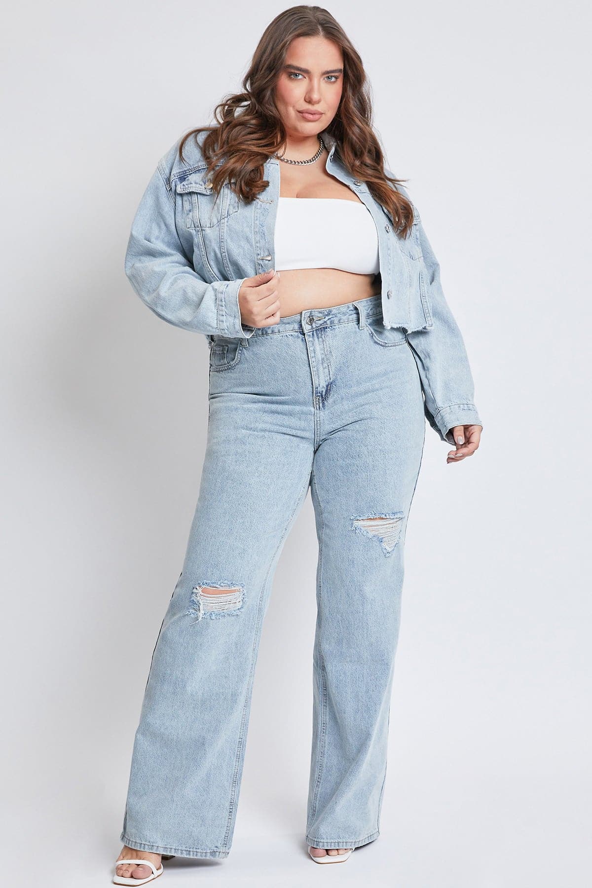 YMI Jeans Women's Plus Cropped Denim Jacket