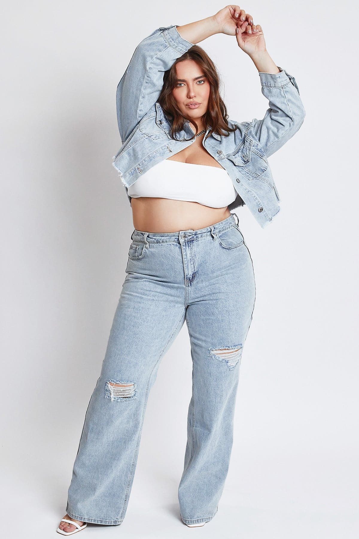 YMI Jeans Women's Plus High Rise Relaxed Wide Leg Jeans