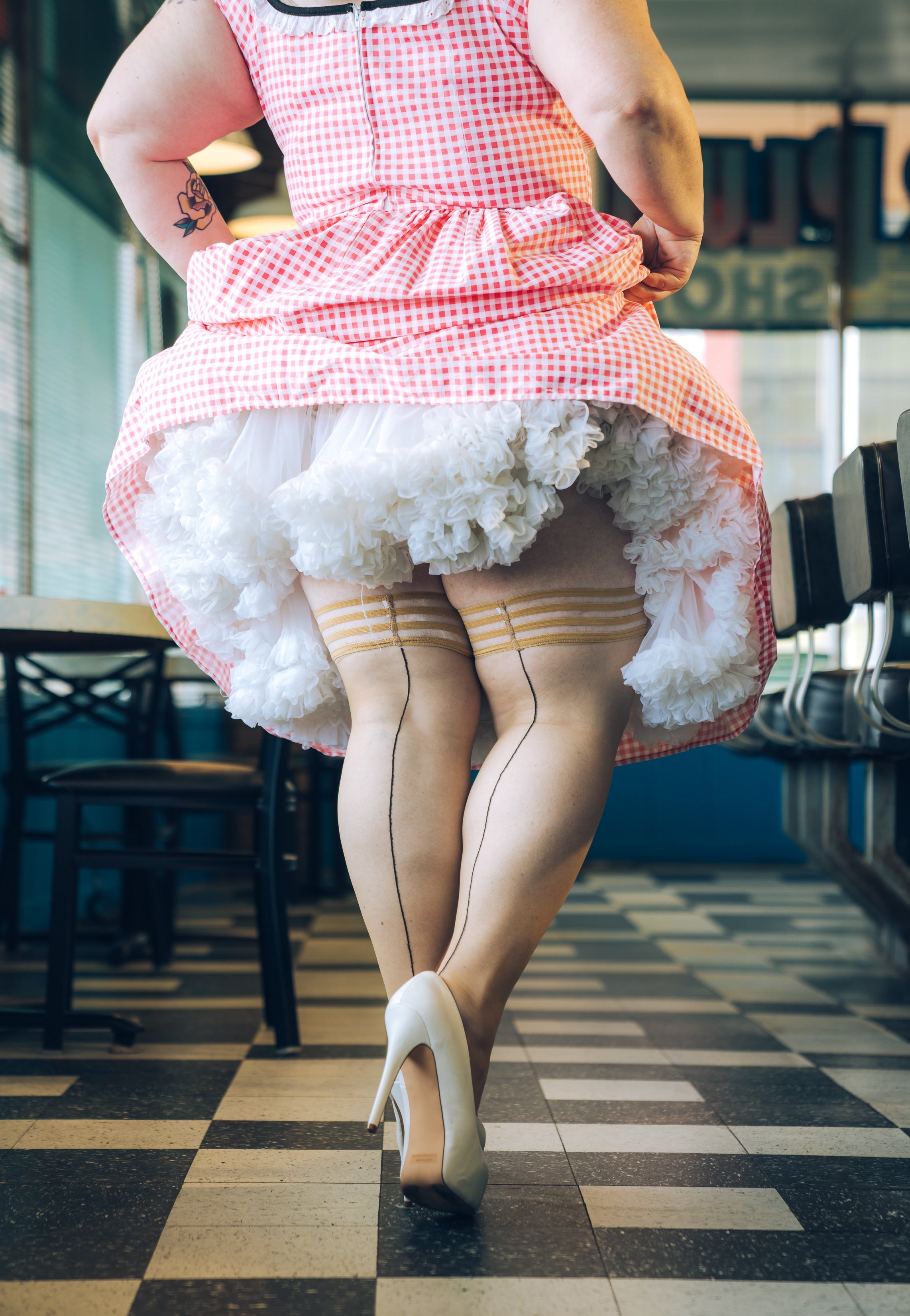 Kix'ies - Ruby: Perfectly Seamed with a Cuban Heel Thigh Highs. Petite to Plus Size