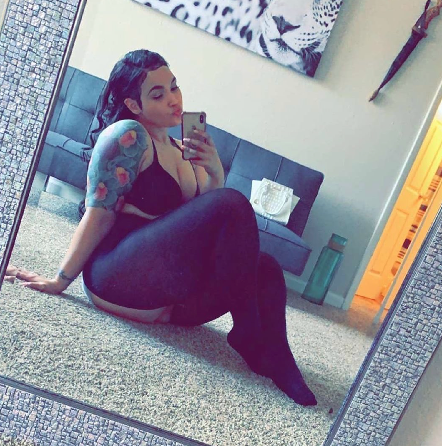 THASSCRUSH PeekaBoo Lit Black Tights