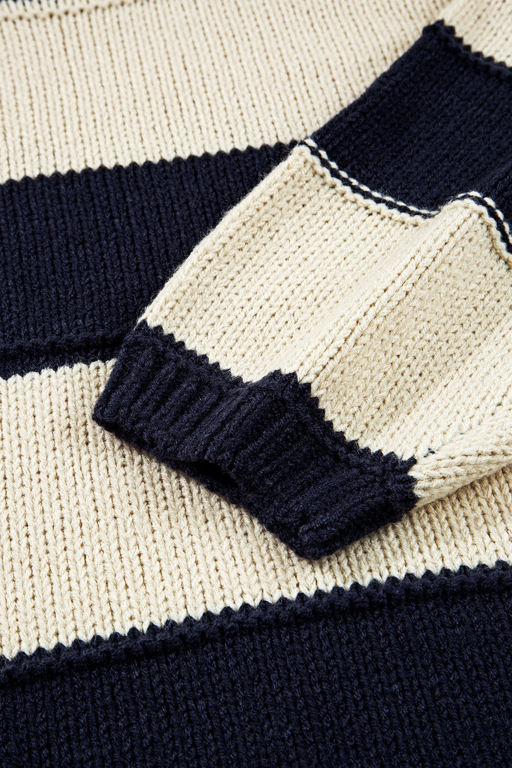 Starstruck Stripes Navy Plus Size Drop Shoulder Sweater