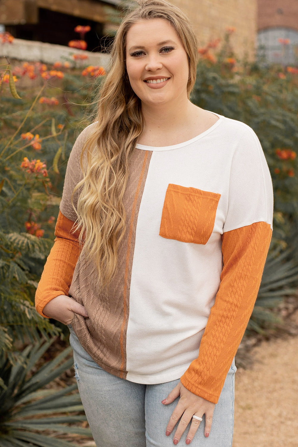 Galactic Color Block Plus Size Long Sleeve top