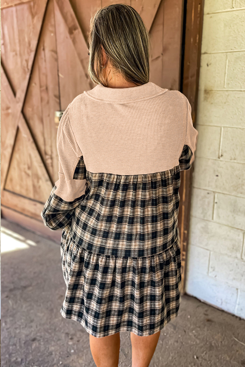 Starstruck Black & Tan Plaid  Plus Size Mini Dress