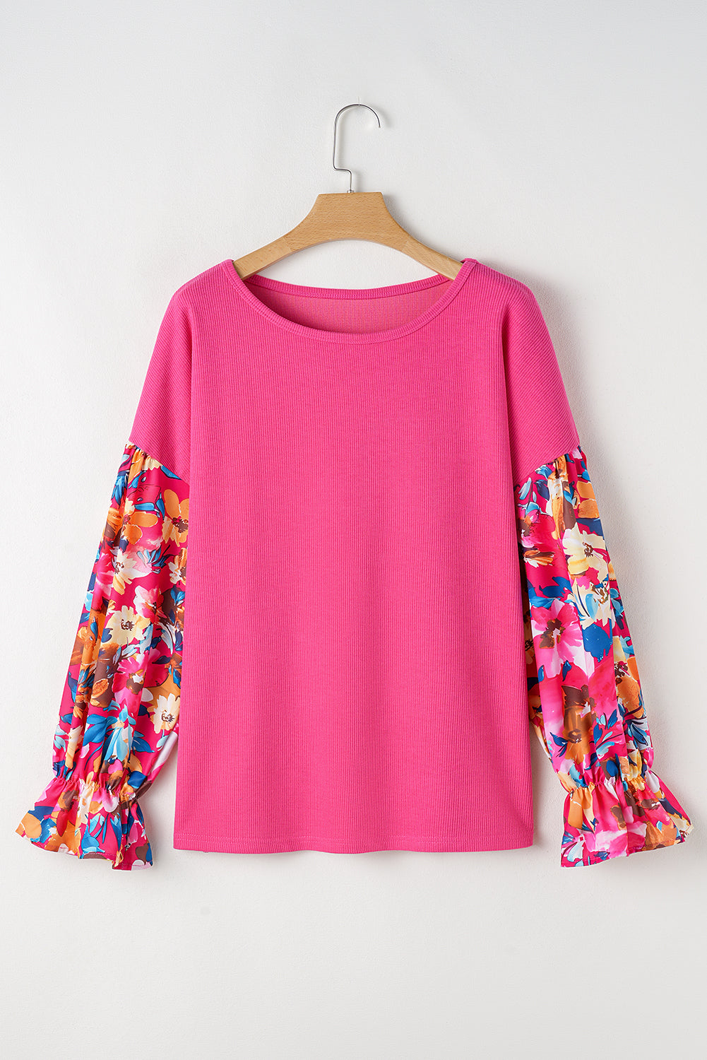 Floral Stardust Flounce Sleeve Pink Top