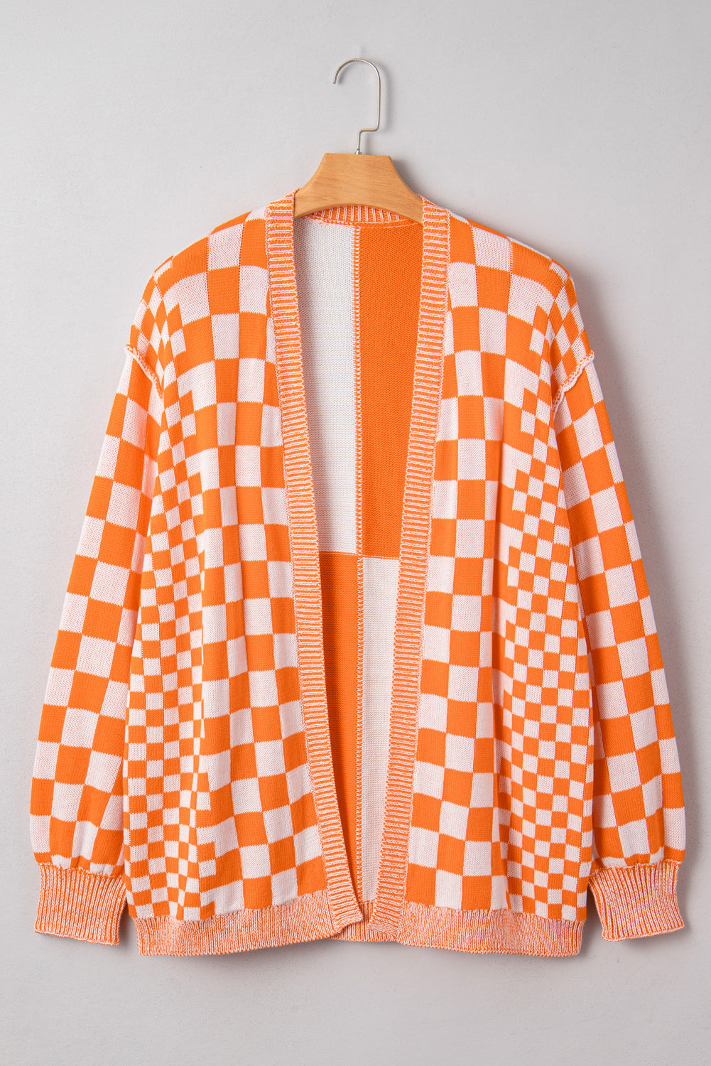 Nebula Checkmate Plus Size Drop Shoulder Knit Cardigan