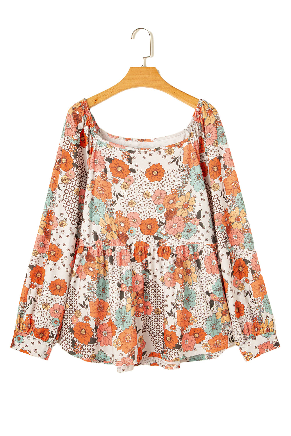 Cosmic- Bloom Boho  Square Neck Peplum Blouse