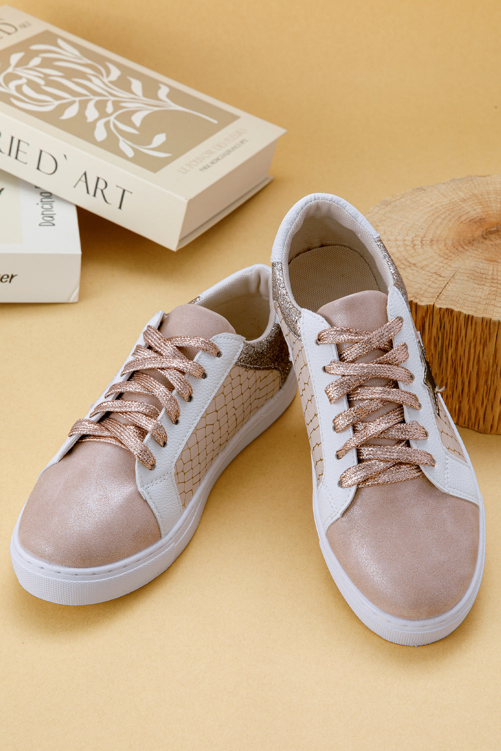 Galaxy Glimmer PU Leather Lace-up Sneakers