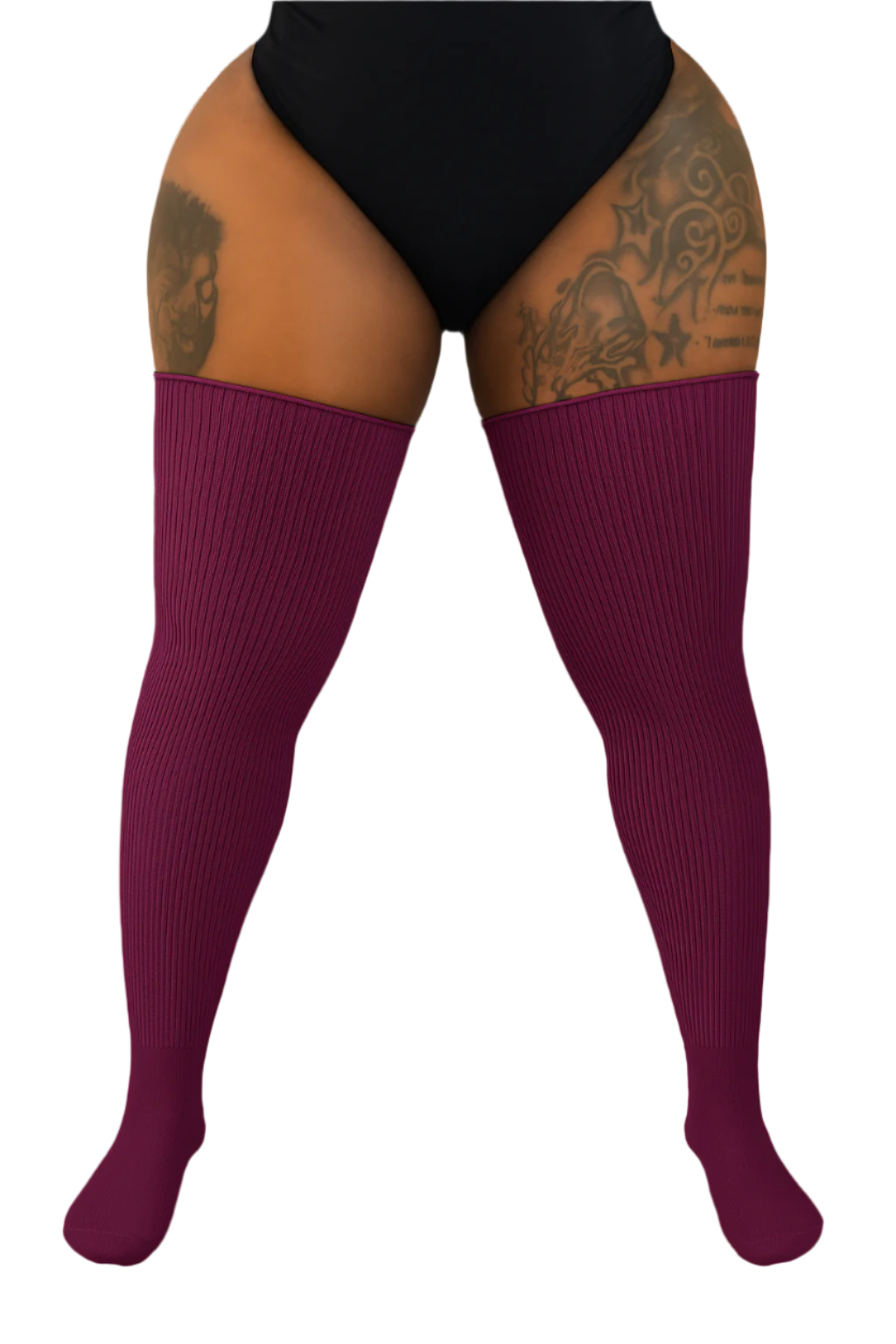 THICK THIGH TRIBE -- Plum Solid Plus Size Thigh High Socks