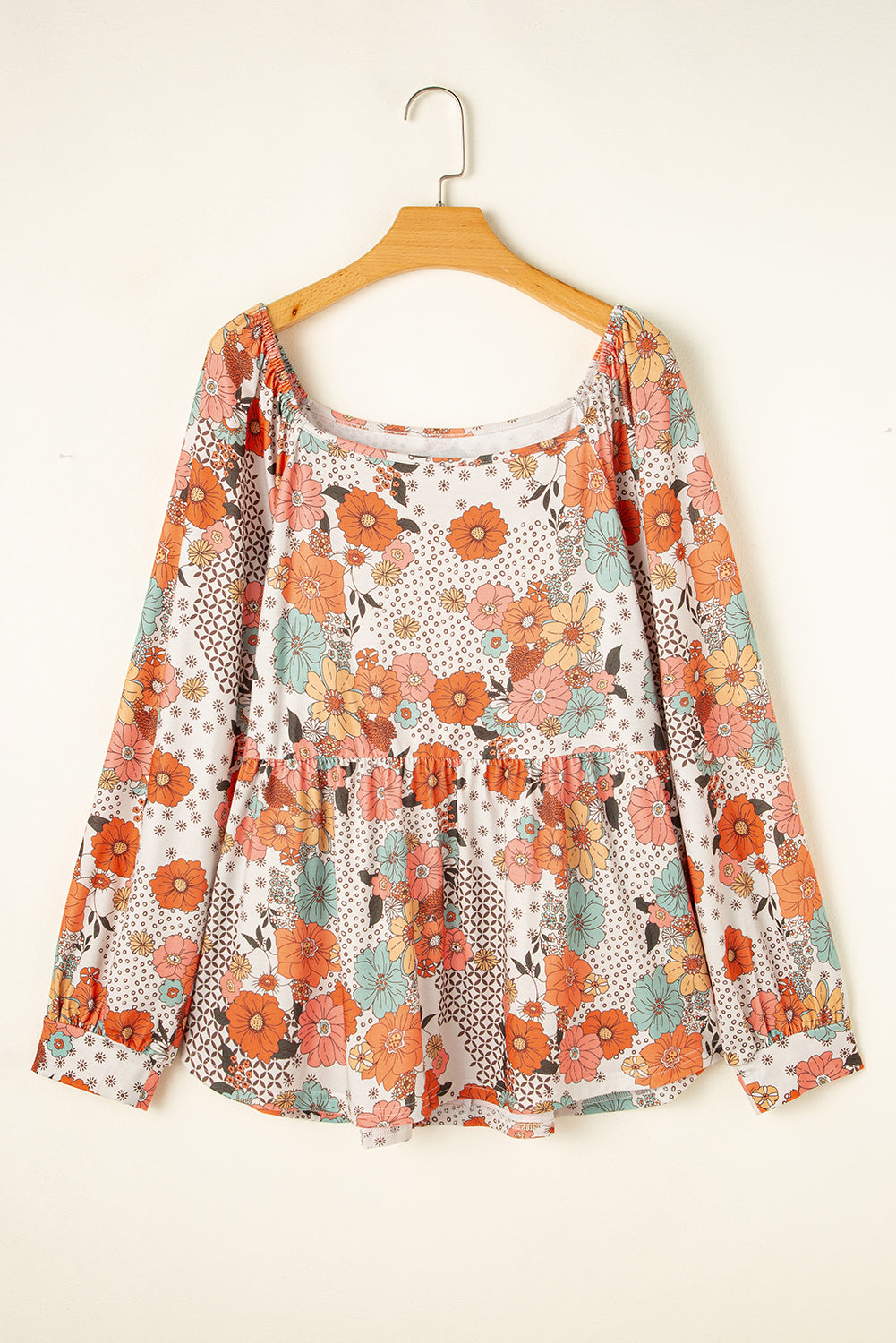 Cosmic- Bloom Boho  Square Neck Peplum Blouse