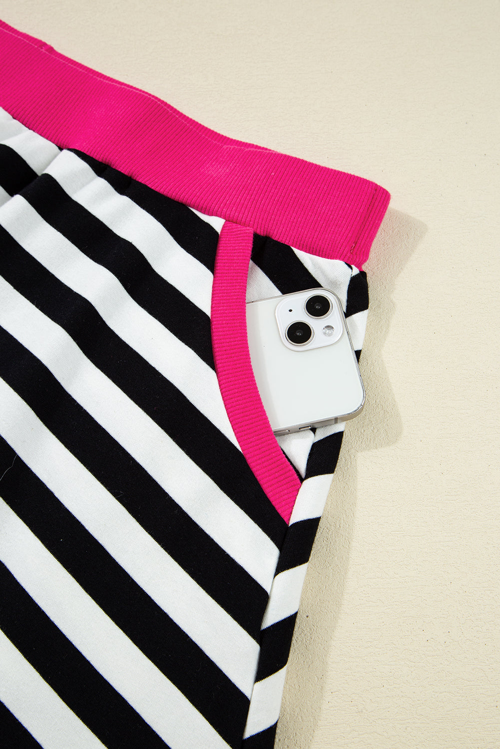 Stellar Stripes Black Stripe  Contrast Edge  Loungewear Plus Size Set