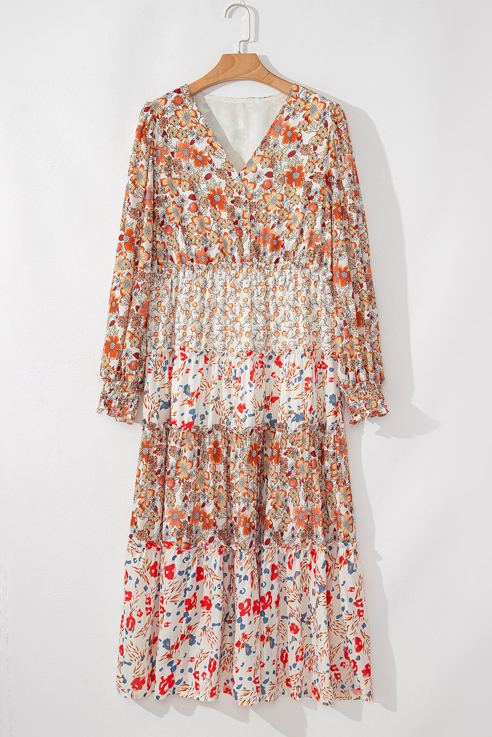 Harvest Moon Midi  Frill Tiered High Waist Floral Dress