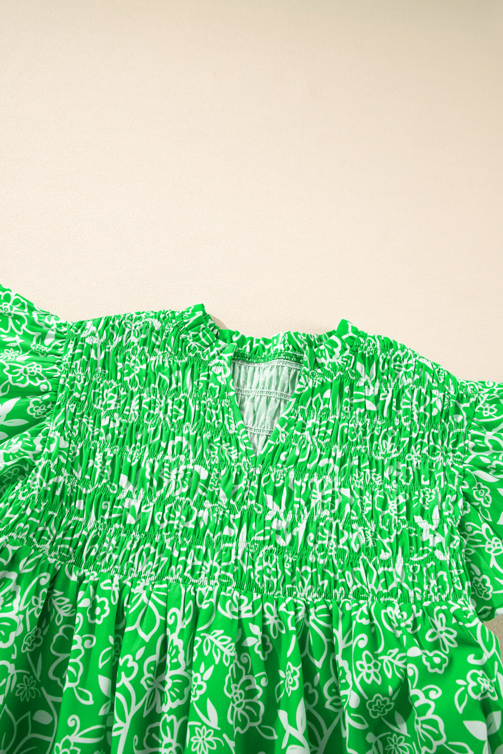 Celestial Chic Green Floral Flutter Sleeve Plus Size Blouse