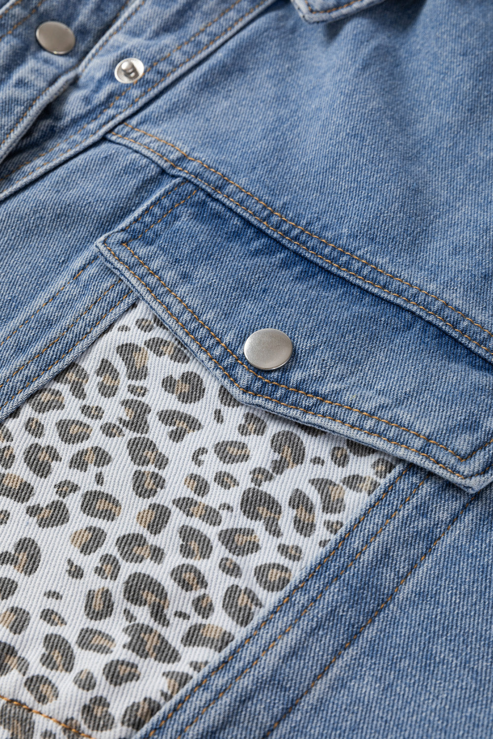 Galactic Wild Leopard Patchwork Plus Size Denim Jacket
