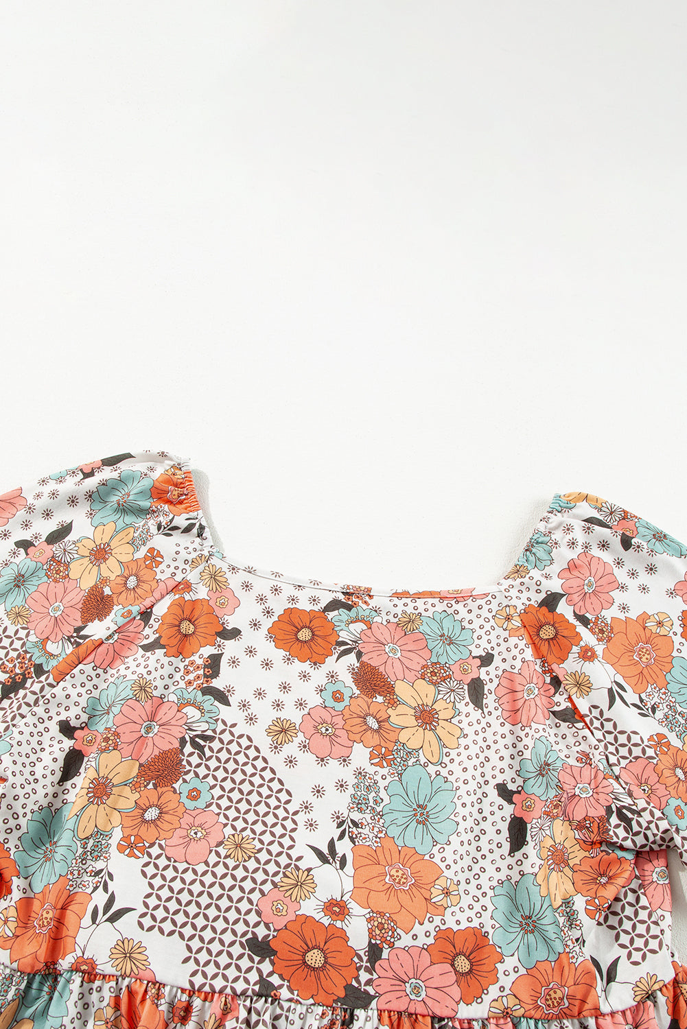 Cosmic- Bloom Boho  Square Neck Peplum Blouse