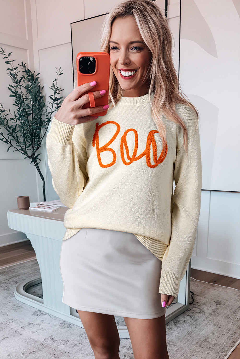 Spooky Boo Drop Shoulder Knit Sweater